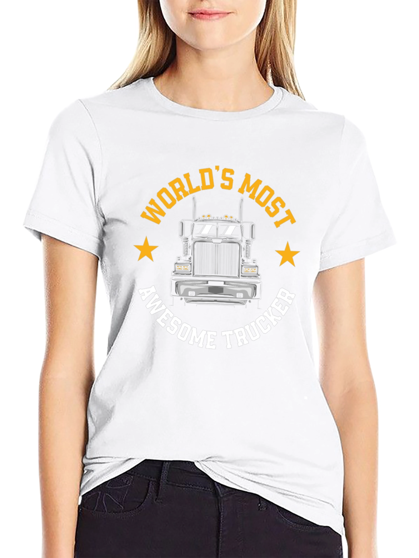 Worlds Most Awesome Trucker Black T-Shirt