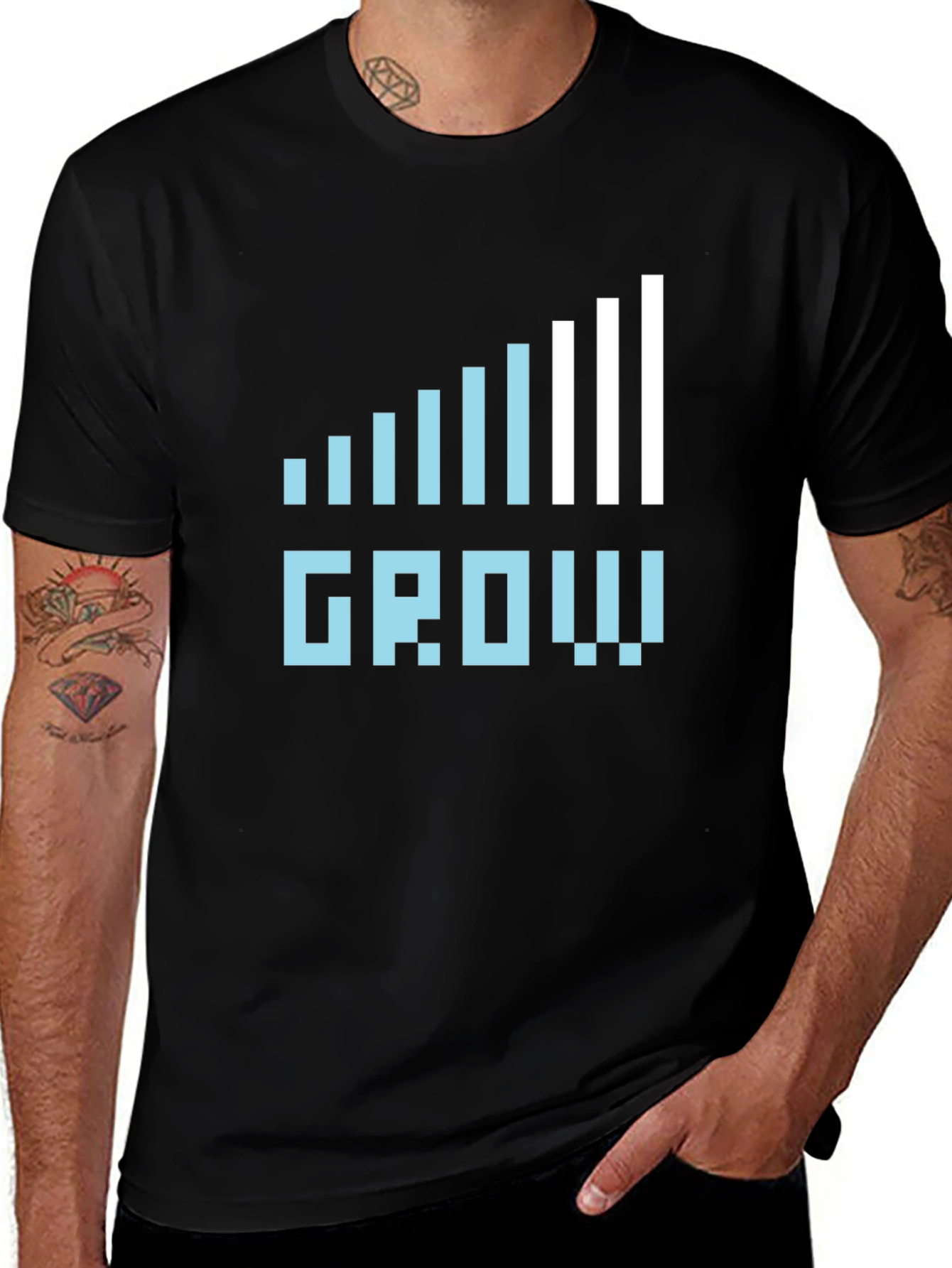 Grow Graphic Tee - Black Casual Cotton T-Shirt