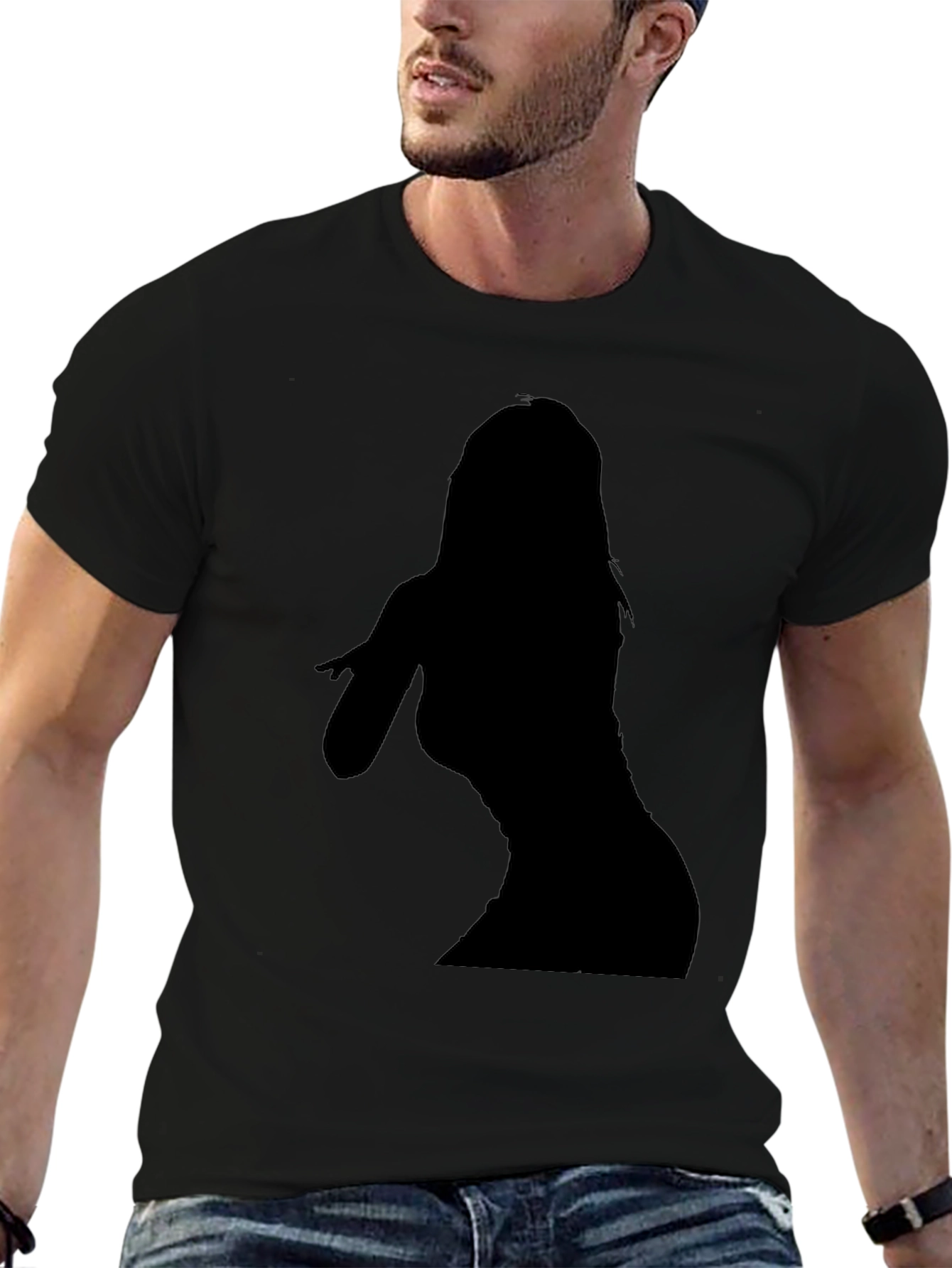 Black T-Shirt with Silhouette Graphic