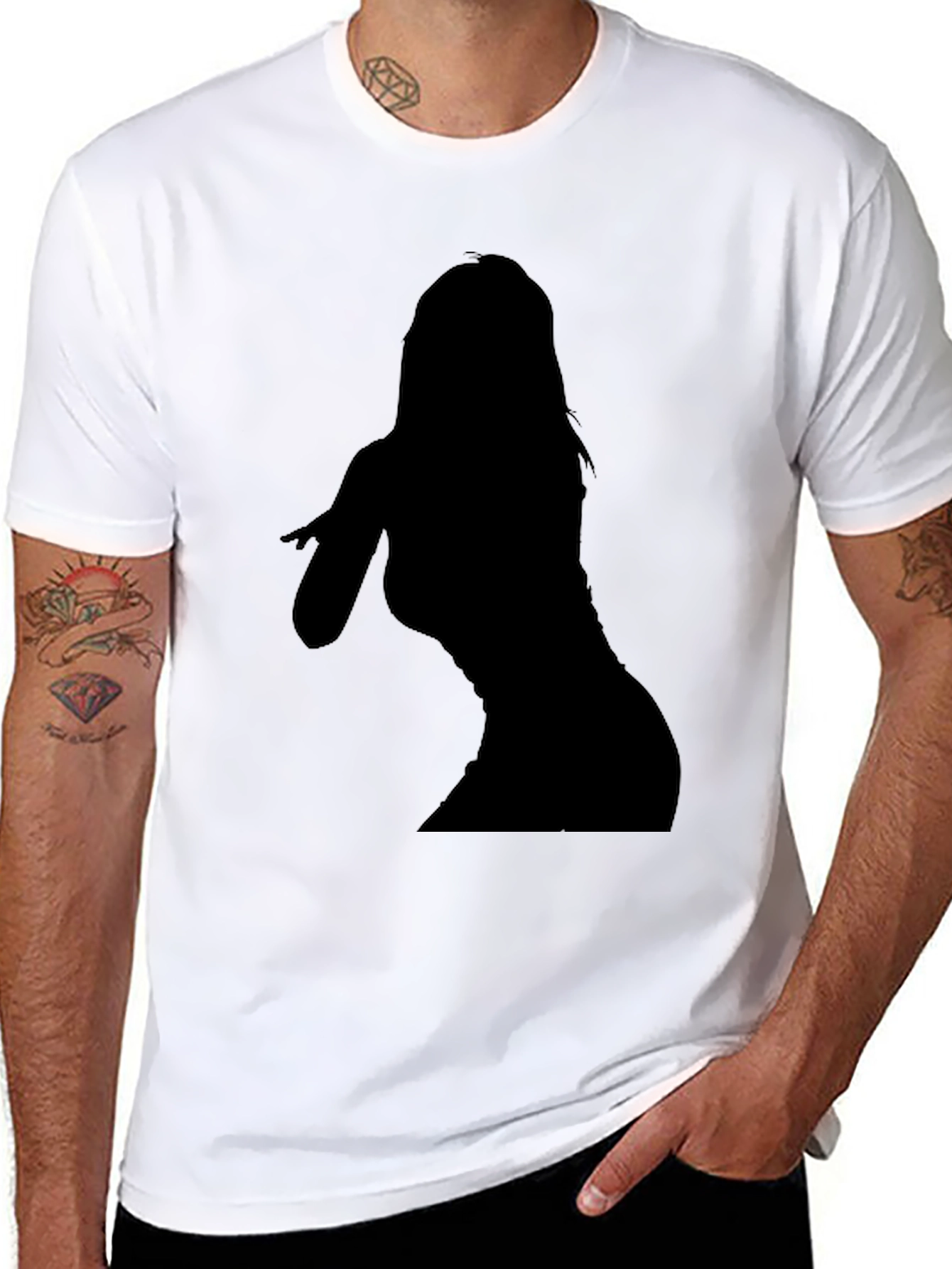 Black T-Shirt with Silhouette Graphic