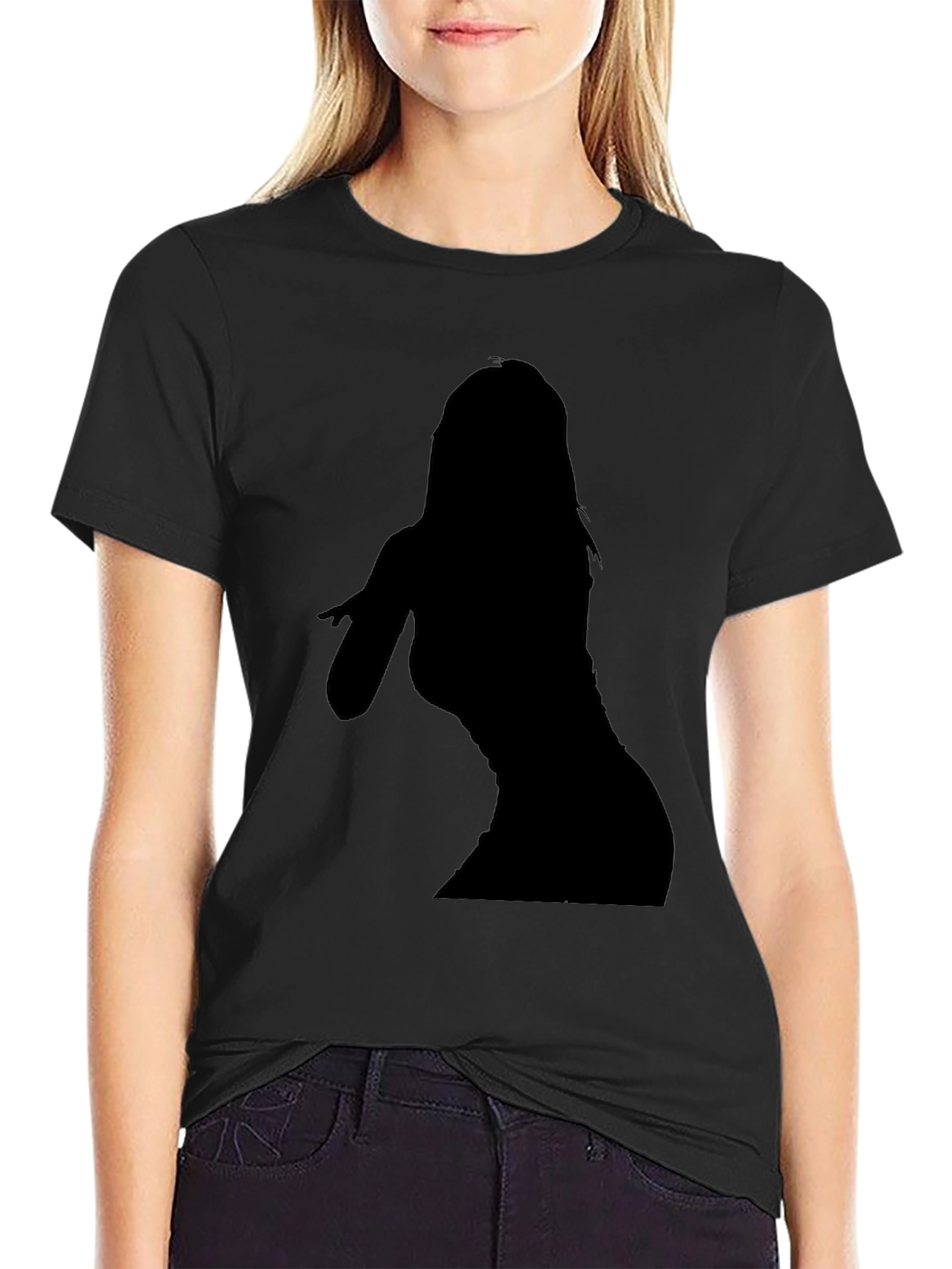 Black T-Shirt with Silhouette Graphic