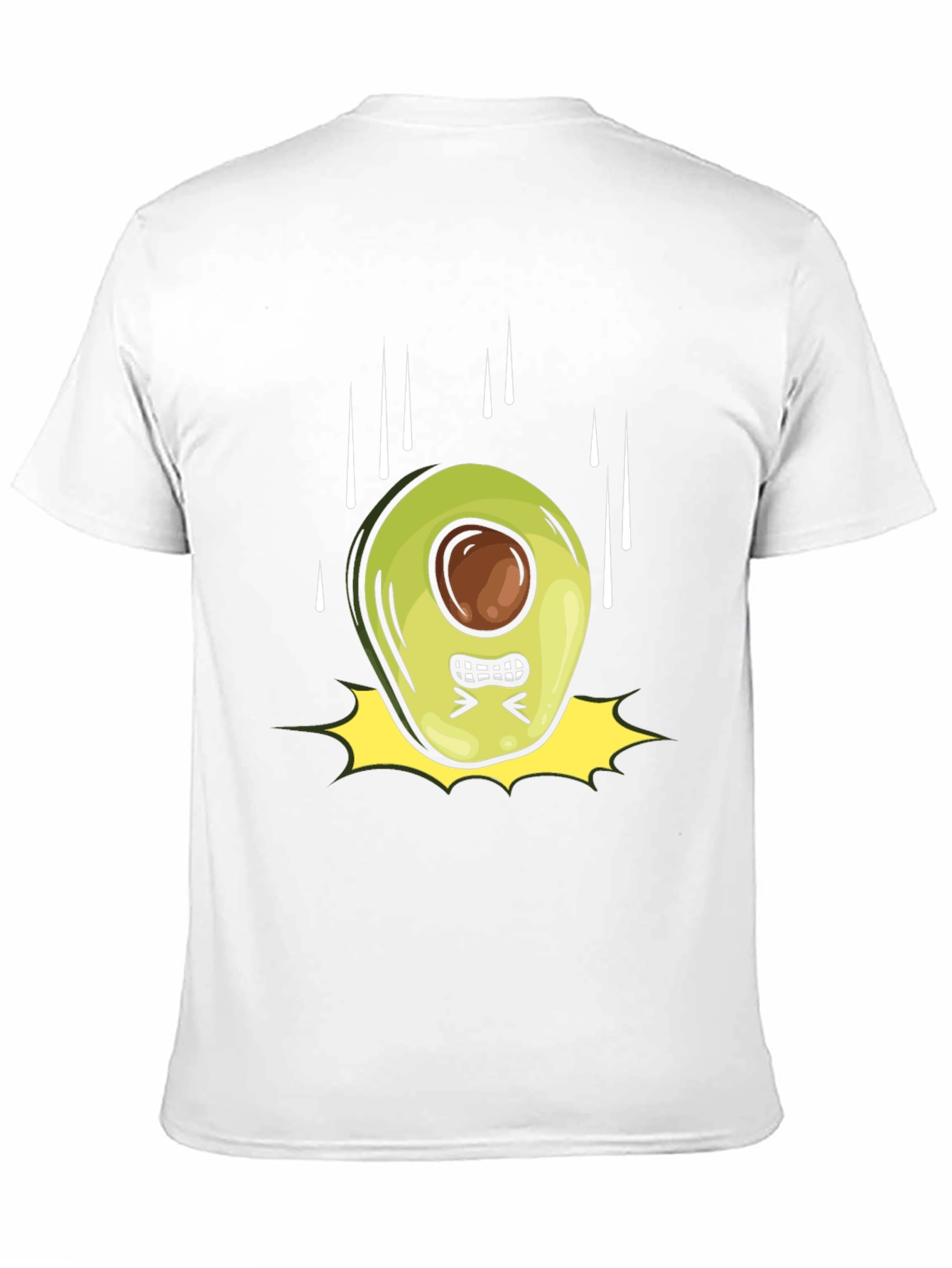Angry Avocado Cartoon Black T-Shirt