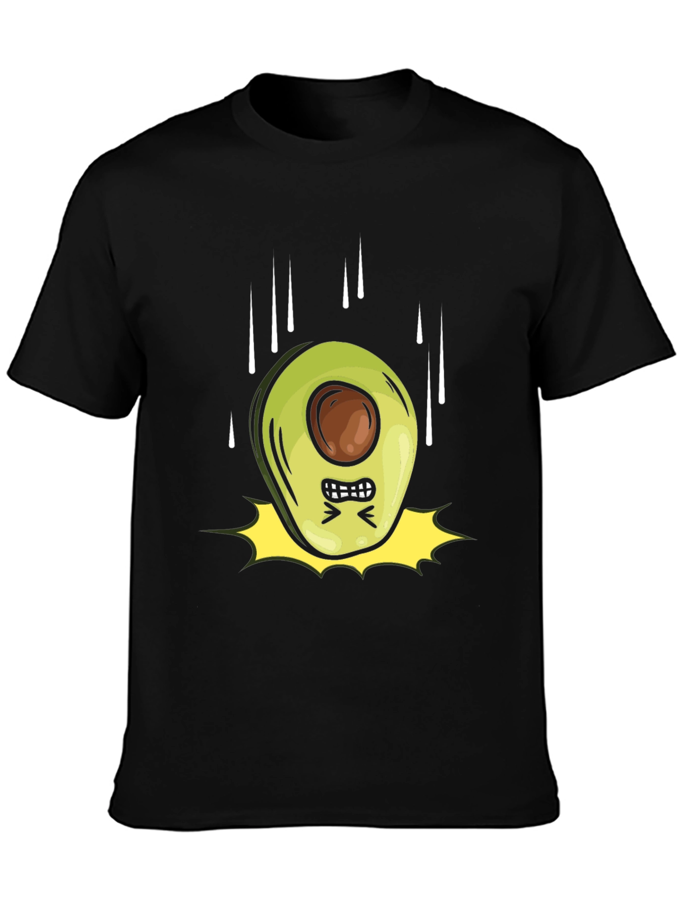 Angry Avocado Cartoon Black T-Shirt