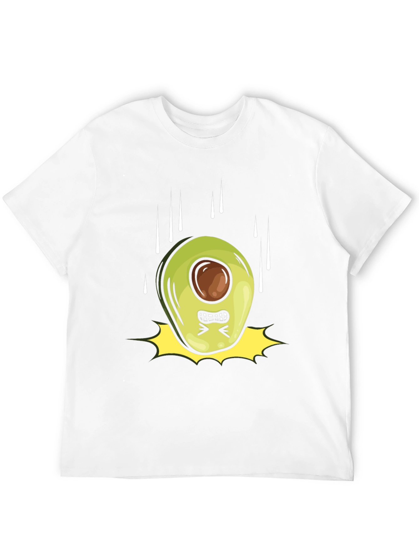 Angry Avocado Cartoon Black T-Shirt