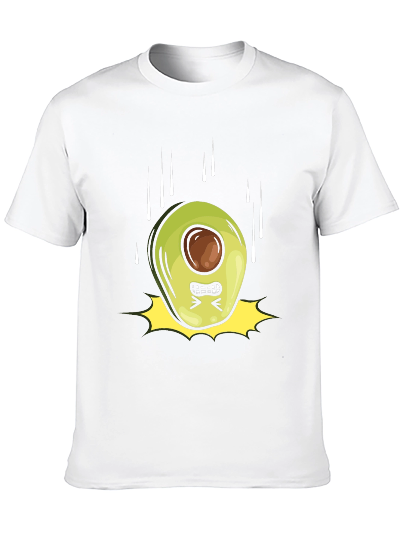 Angry Avocado Cartoon Black T-Shirt