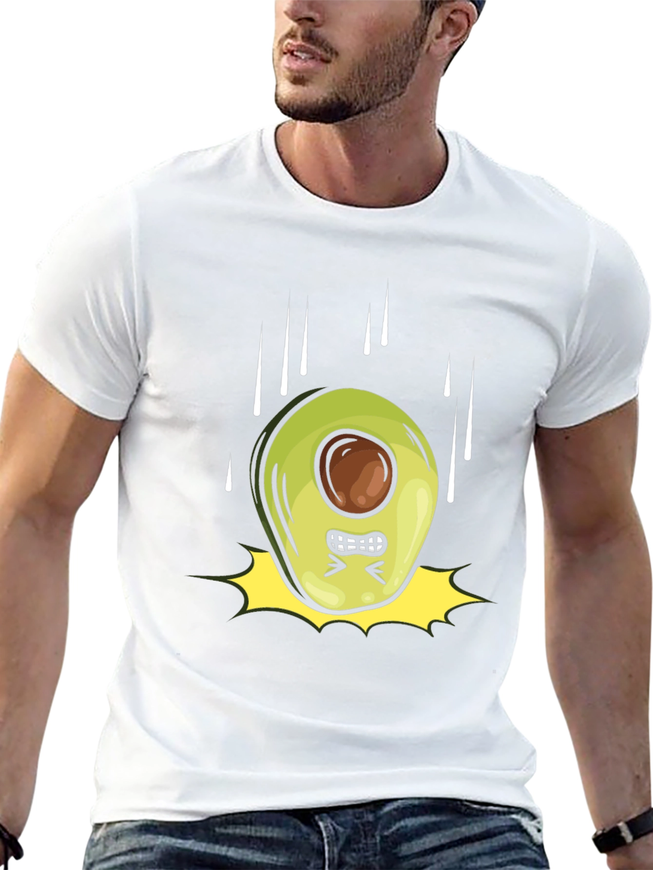 Angry Avocado Cartoon Black T-Shirt