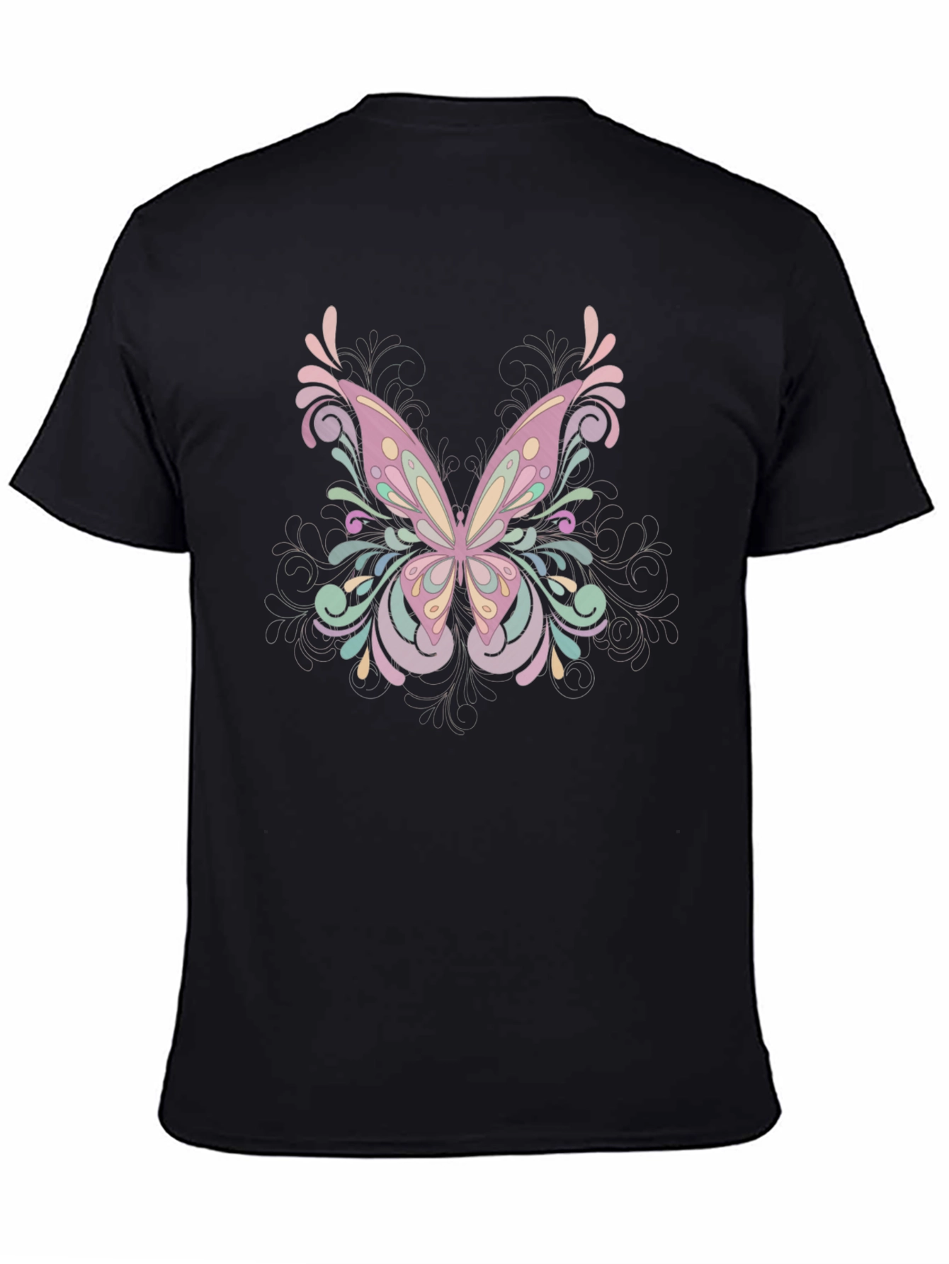 Butterfly Graphic Tee - Black Cotton Blend Shirt