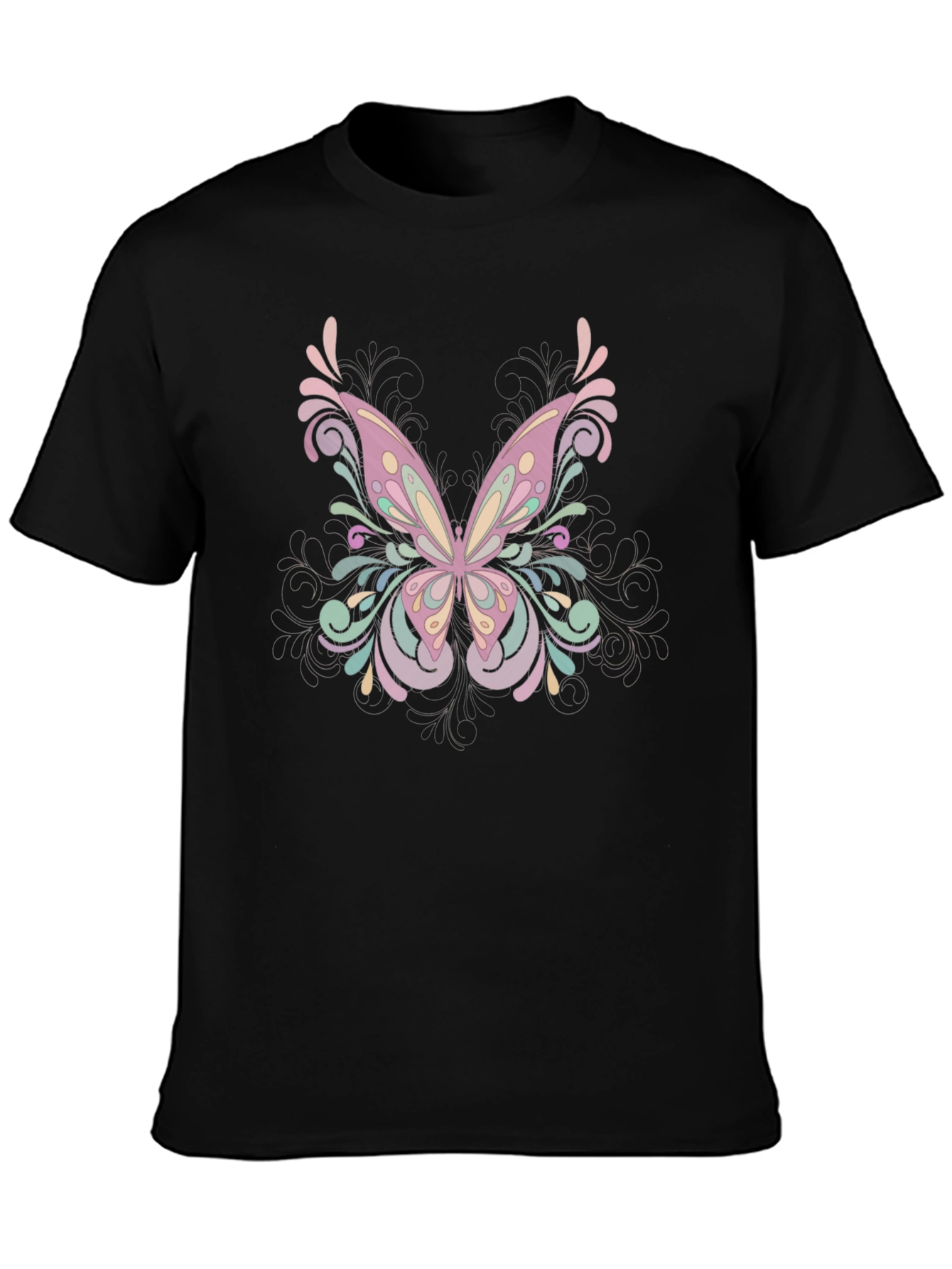 Butterfly Graphic Tee - Black Cotton Blend Shirt