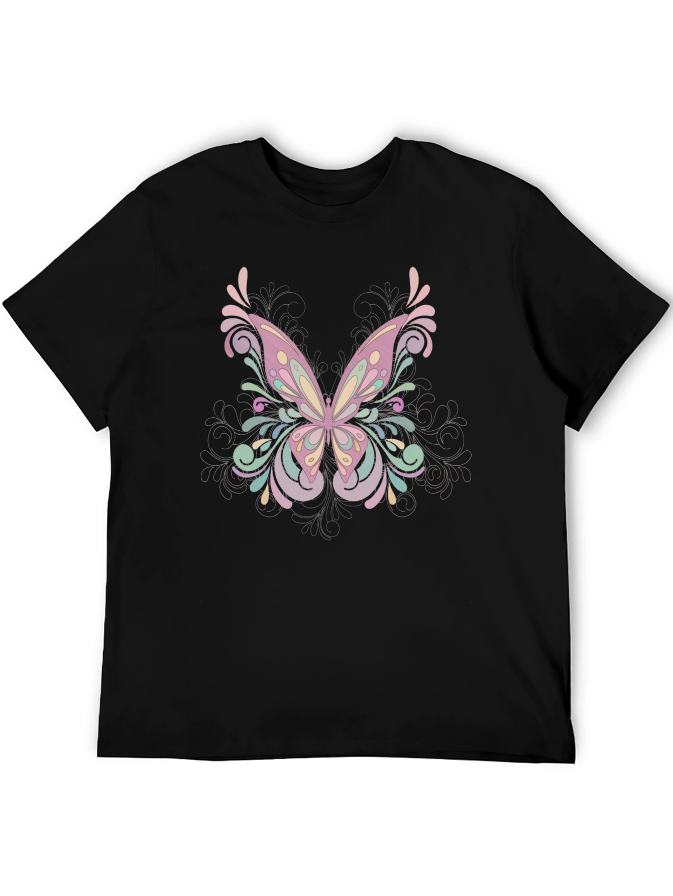 Butterfly Graphic Tee - Black Cotton Blend Shirt