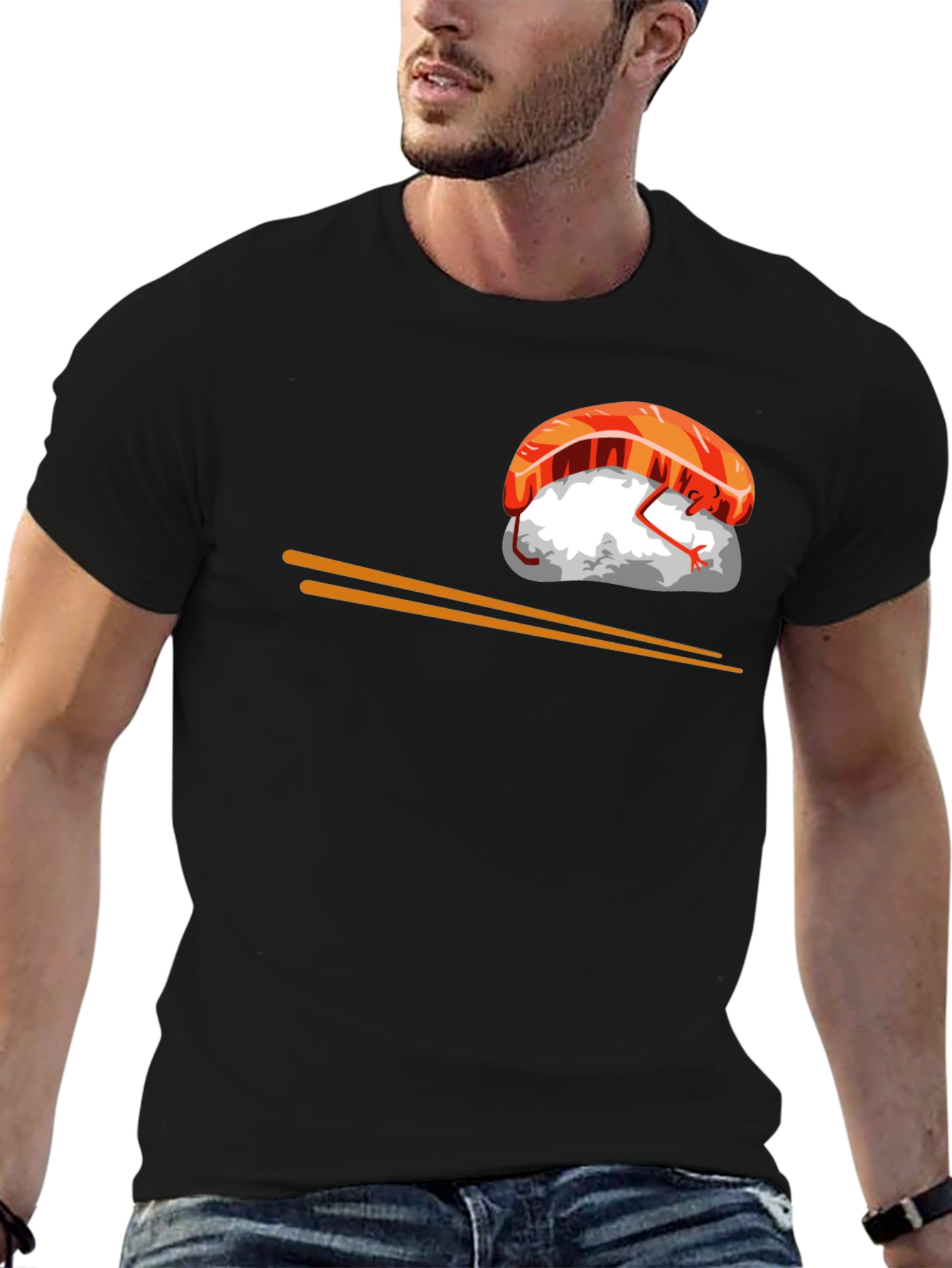 Sushi Graphic T-Shirt - Black Cotton Tee