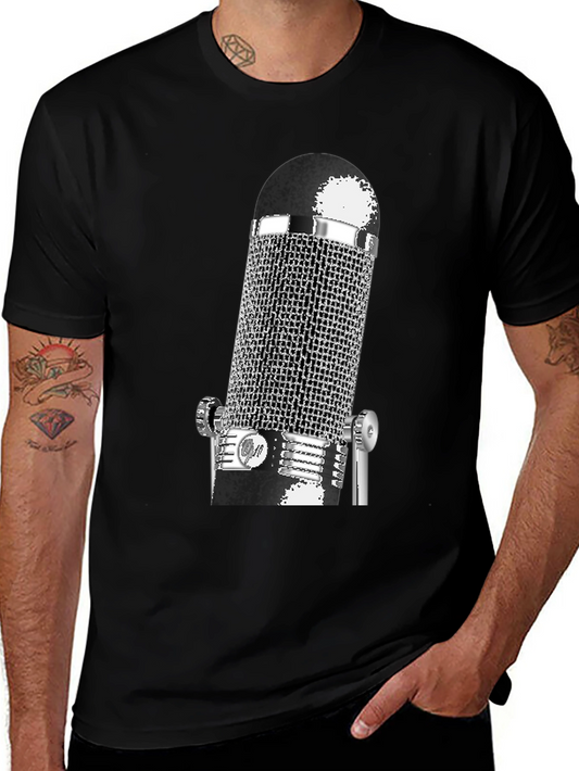 Vintage Microphone Graphic T-Shirt - Classic Style
