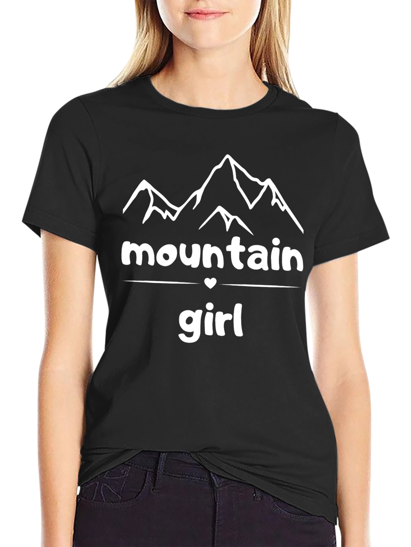 Mountain Girl Graphic Tee - Black Cotton T-Shirt