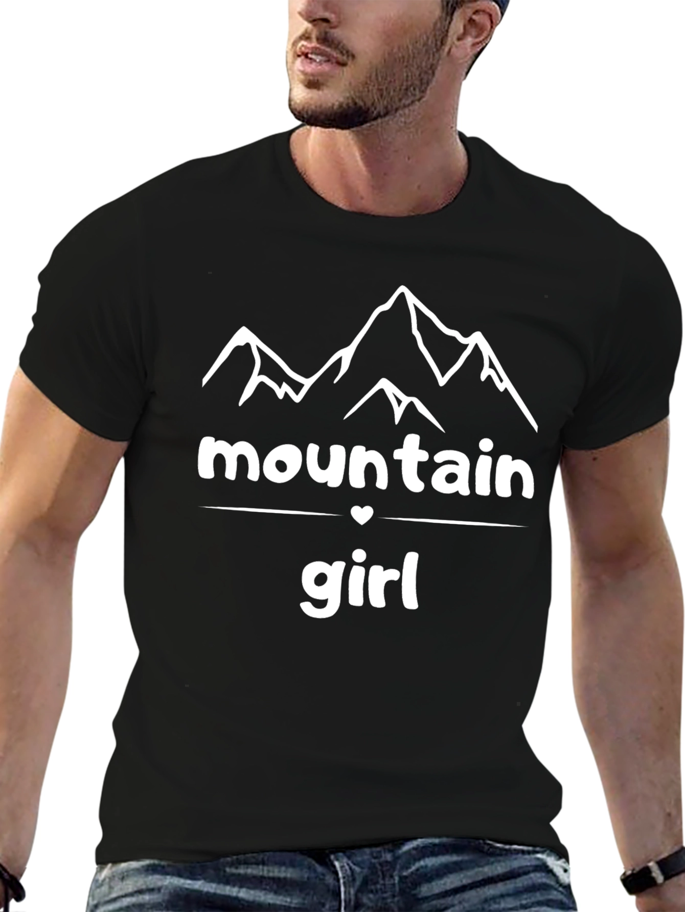 Mountain Girl Graphic Tee - Black Cotton T-Shirt