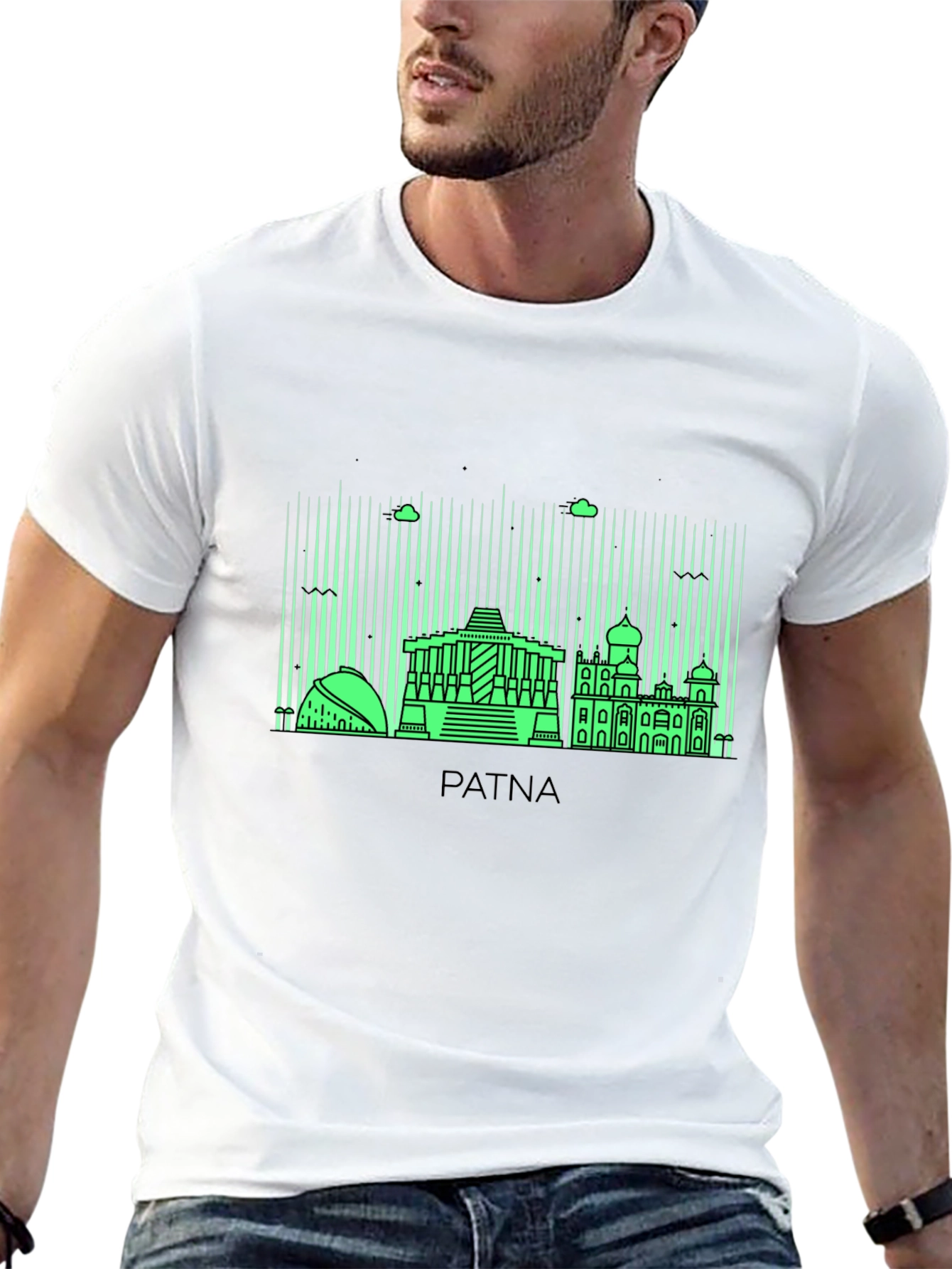 Patna Skyline Graphic T-Shirt - Black