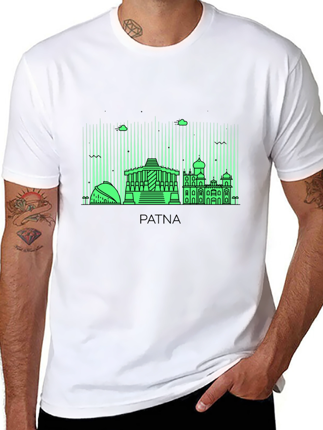 Patna Skyline Graphic T-Shirt - Black