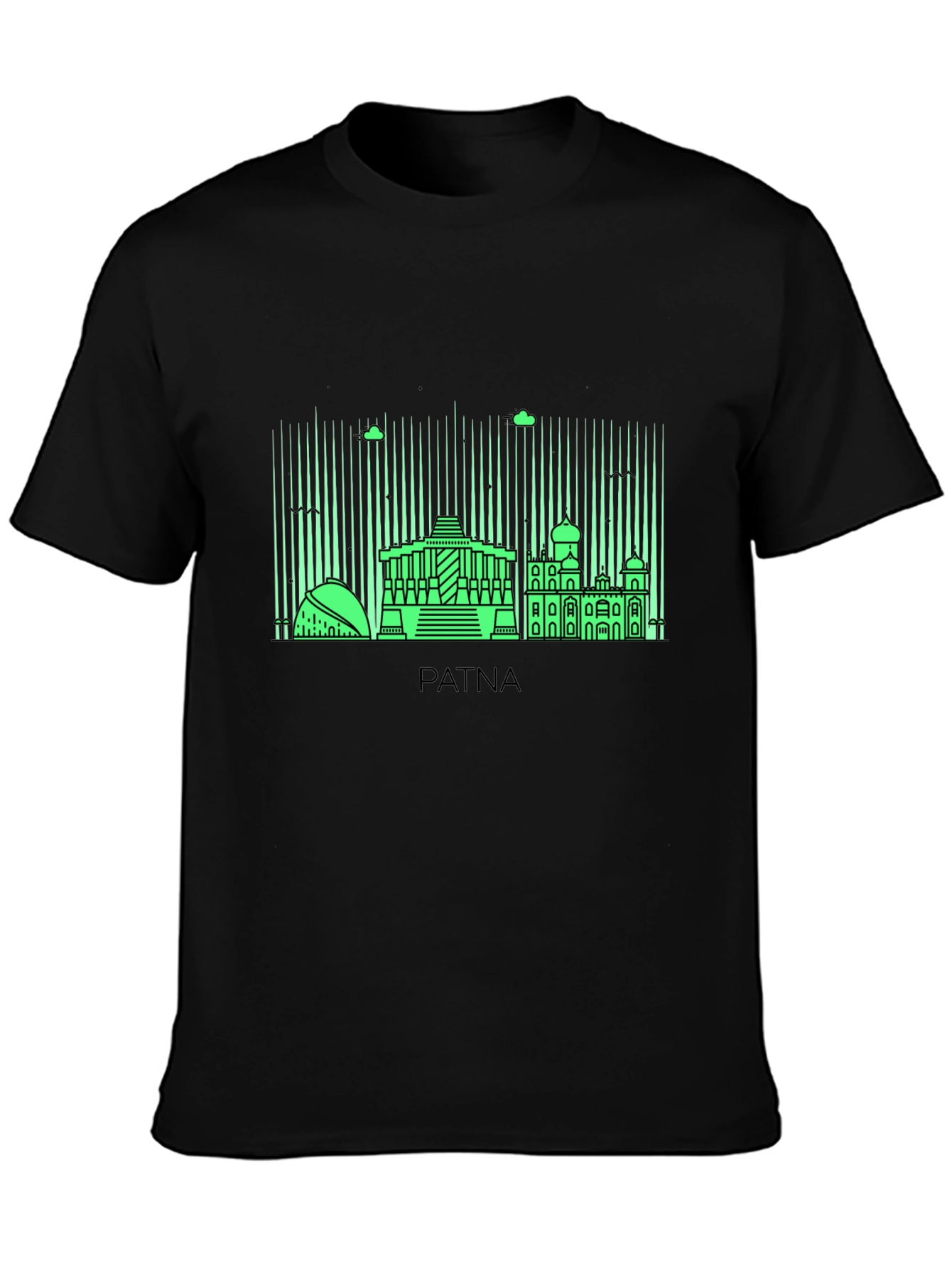 Patna Skyline Graphic T-Shirt - Black