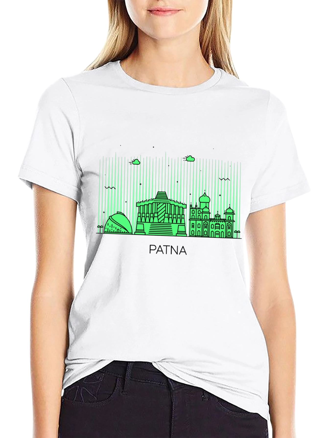 Patna Skyline Graphic T-Shirt - Black