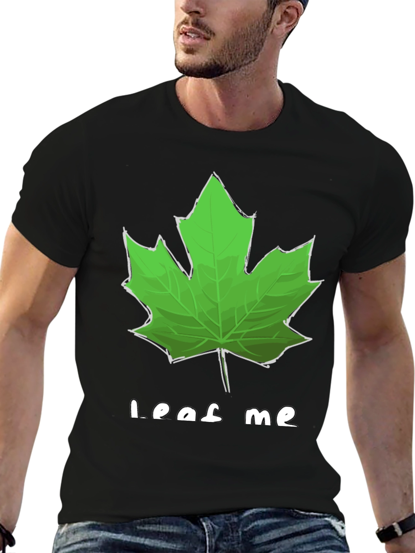 Leaf Me Alone Graphic T-Shirt - Black Cotton Tee
