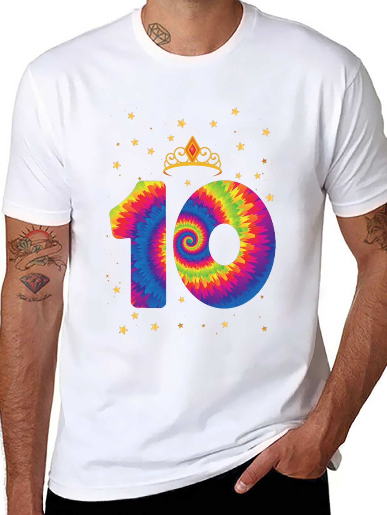 Tie Dye Number 10 Birthday T-Shirt