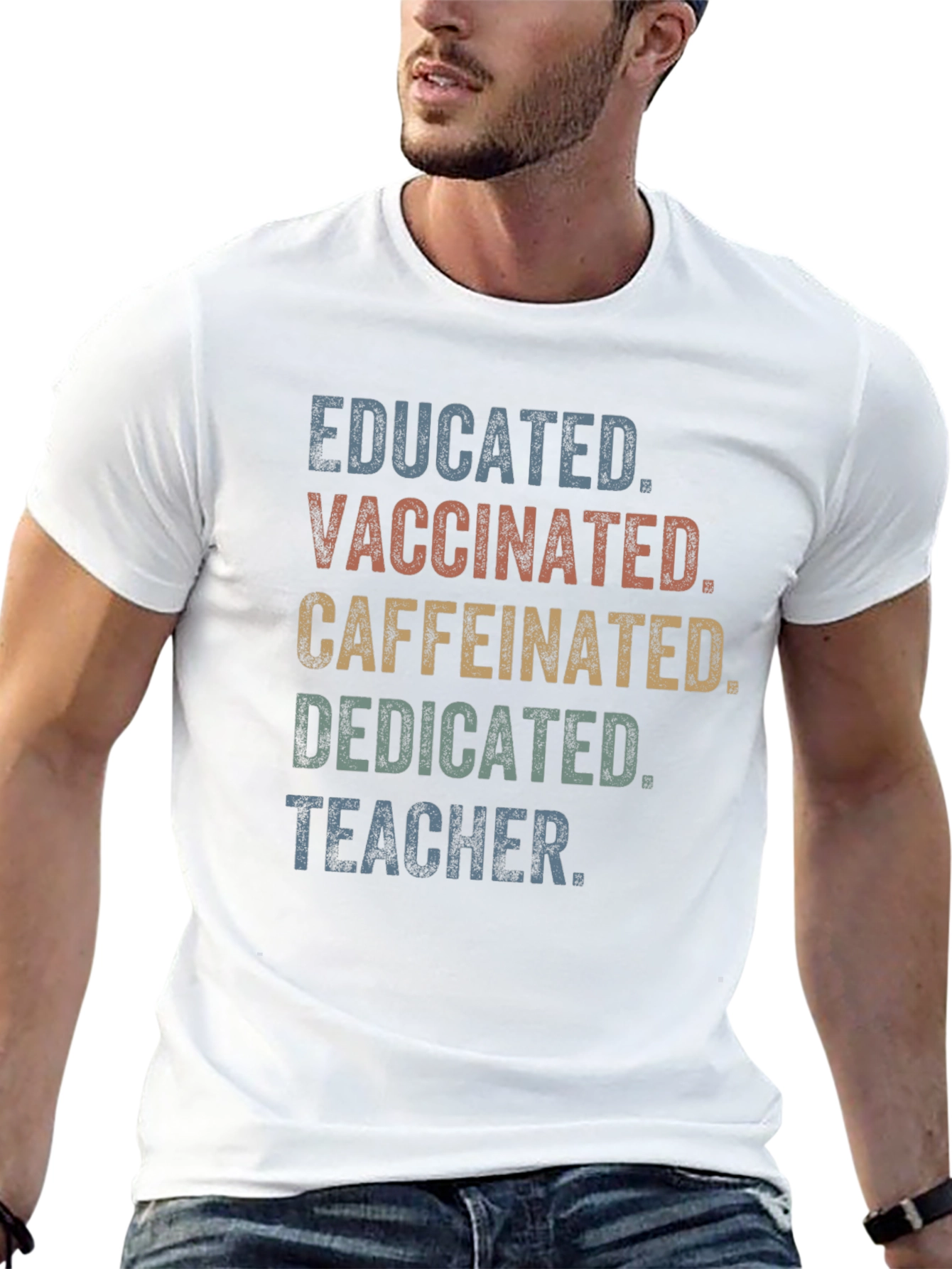 Educated Vaccinated Caffeinated Teacher T-Shirt