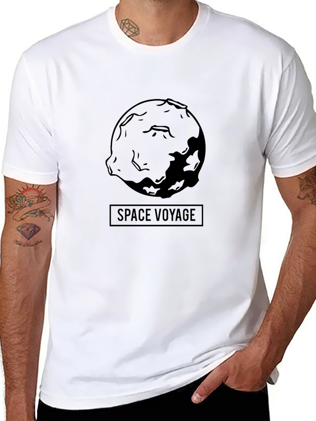 Space Voyage Graphic Tee - Premium Black Cotton