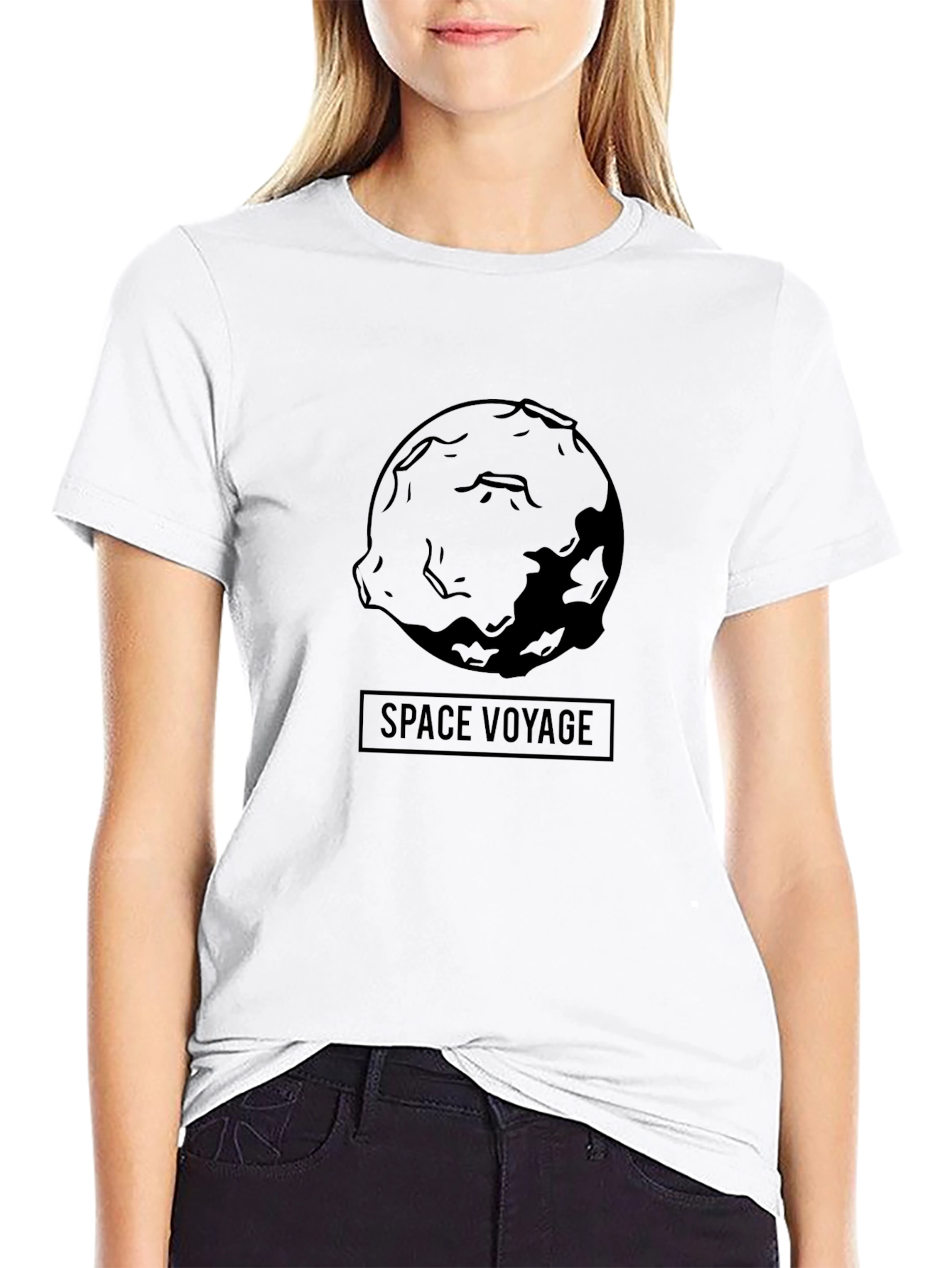 Space Voyage Graphic Tee - Premium Black Cotton