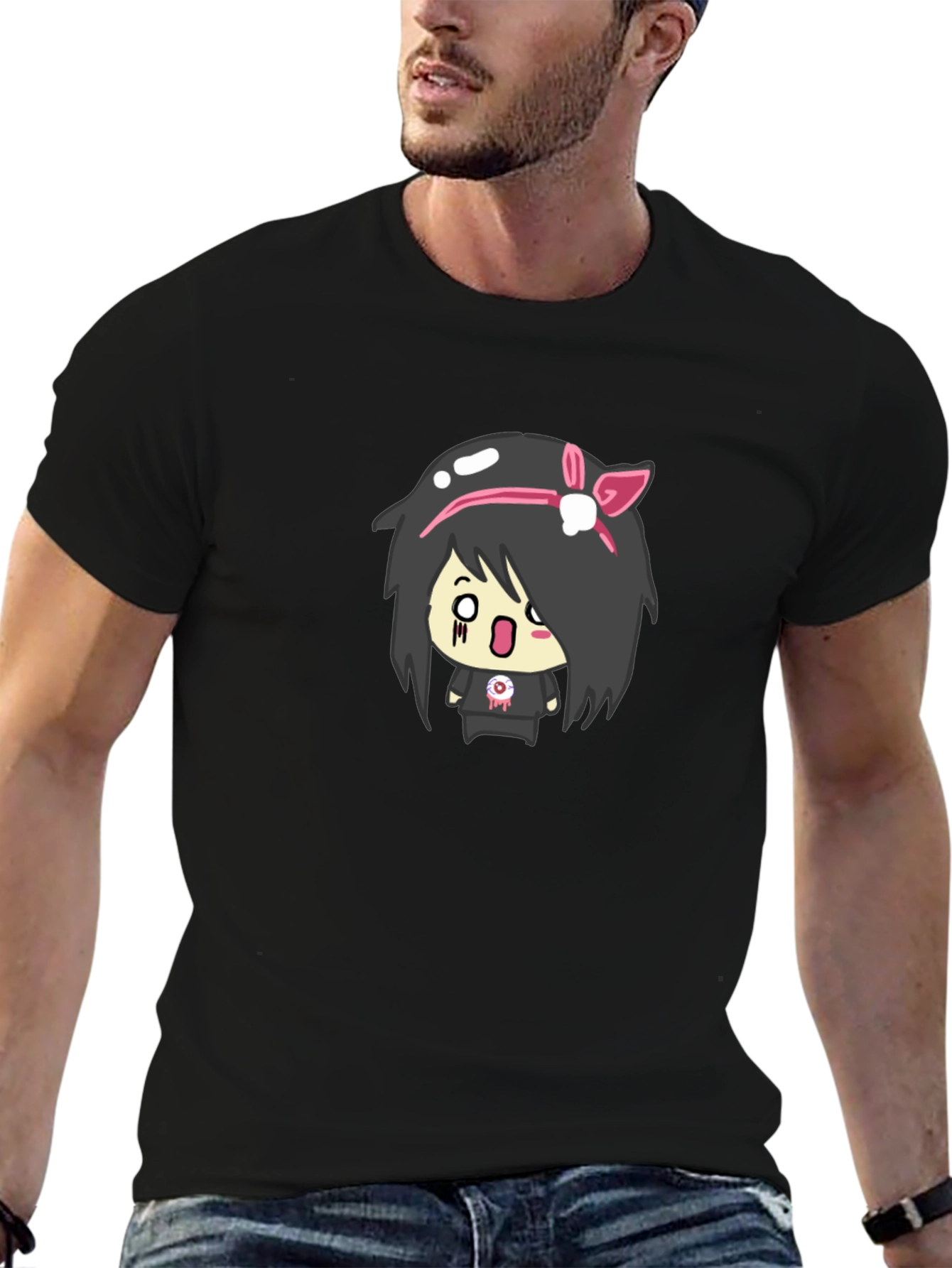 Emo Girl Graphic Black T-Shirt