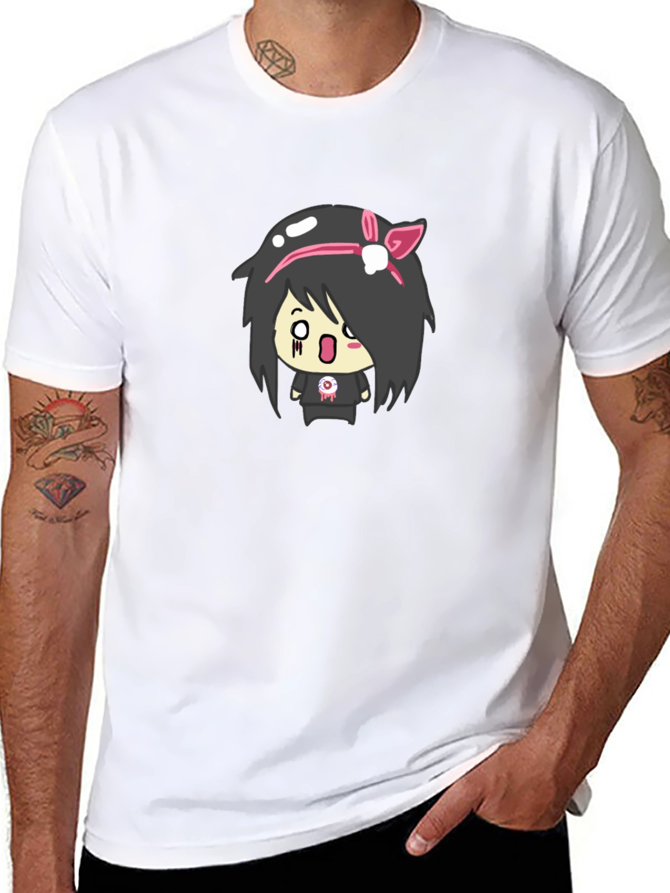 Emo Girl Graphic Black T-Shirt