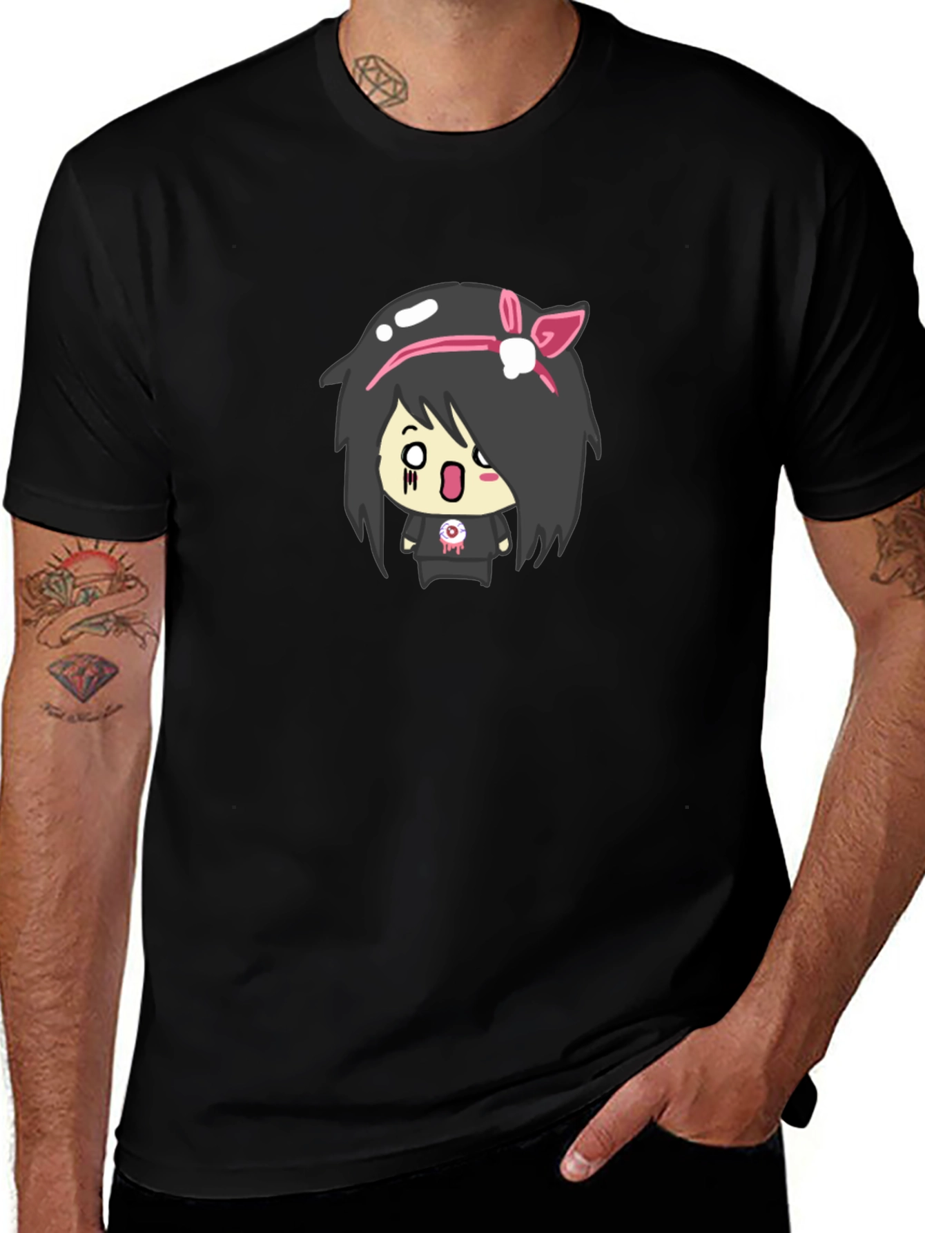 Emo Girl Graphic Black T-Shirt