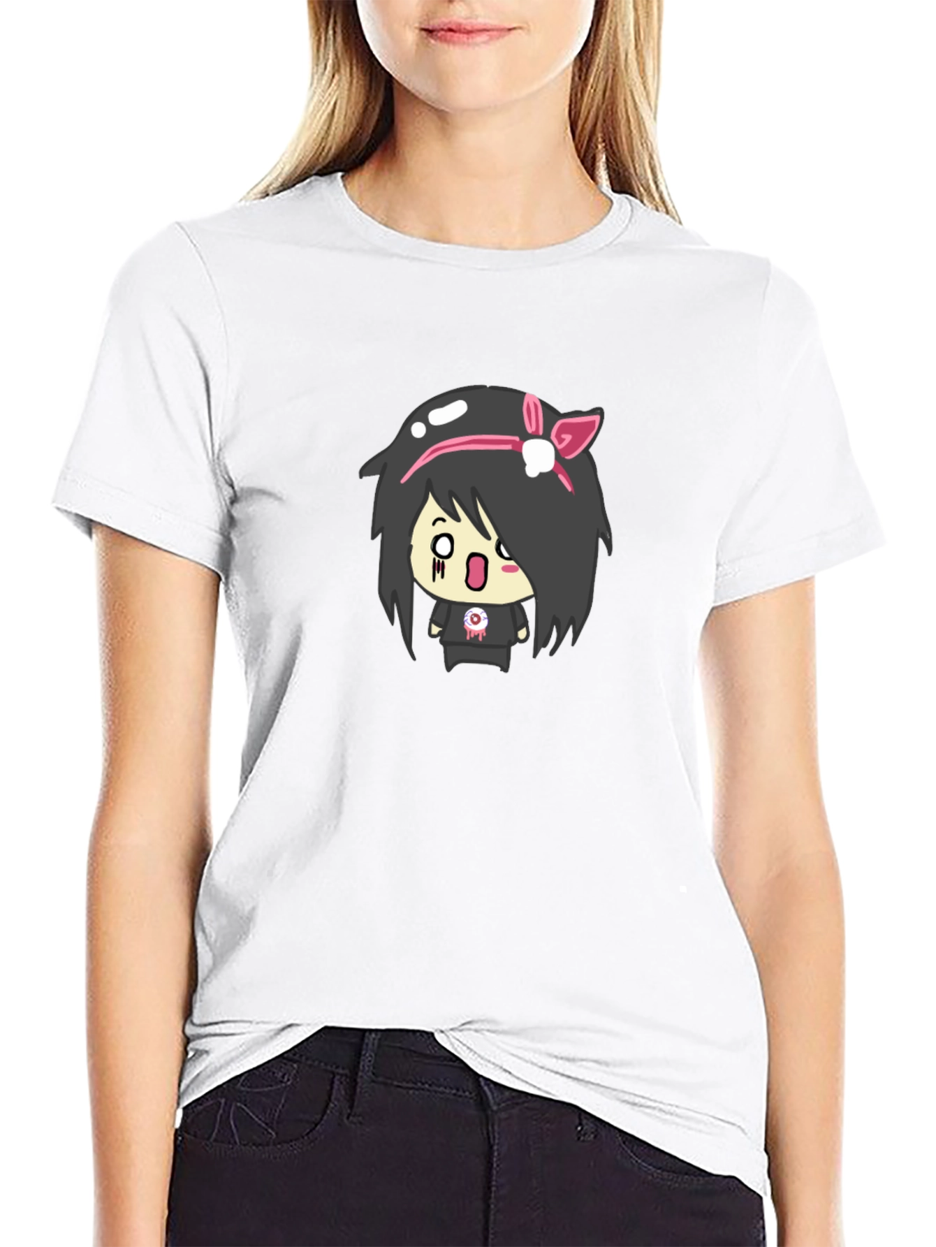 Emo Girl Graphic Black T-Shirt