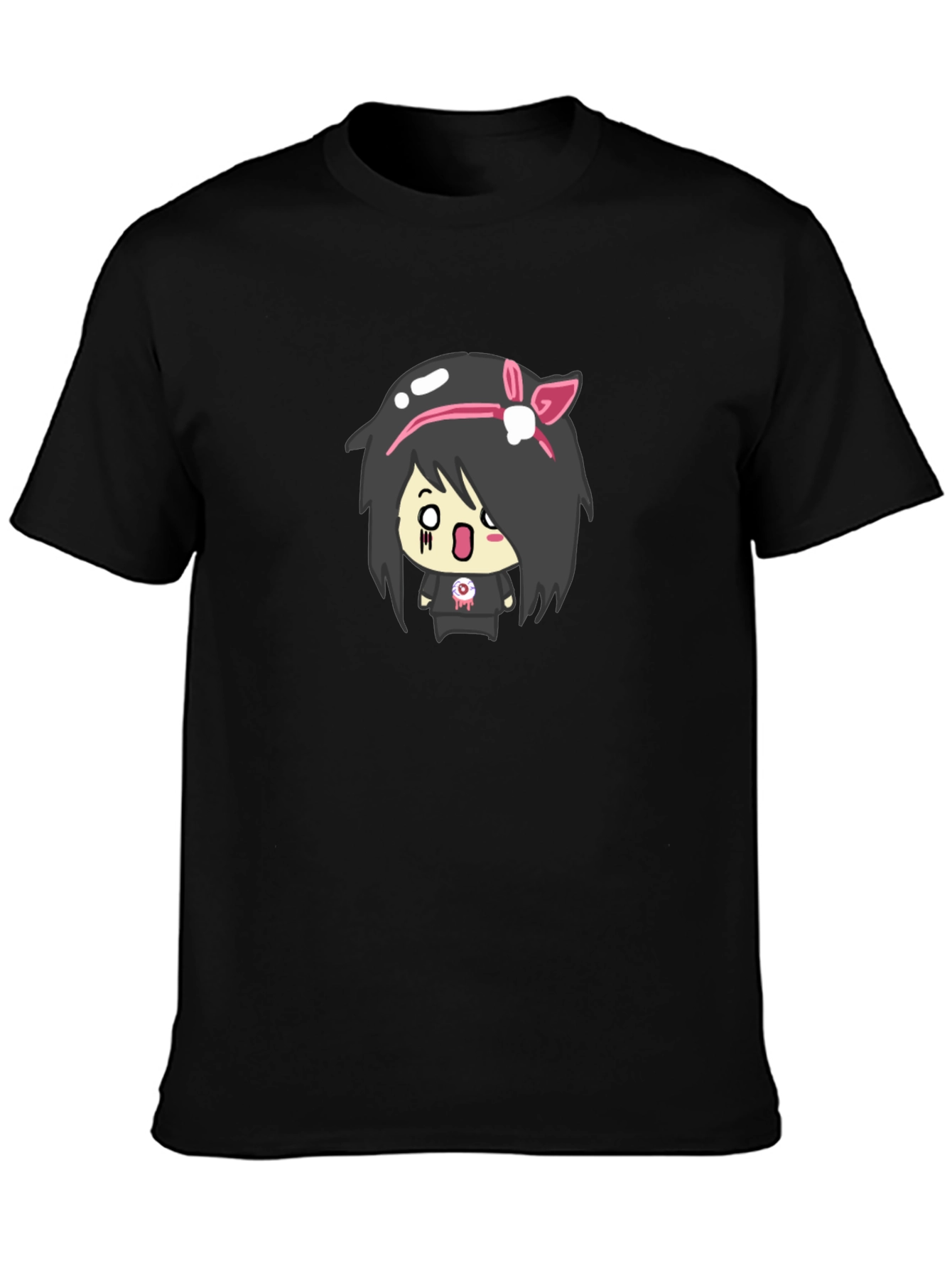 Emo Girl Graphic Black T-Shirt