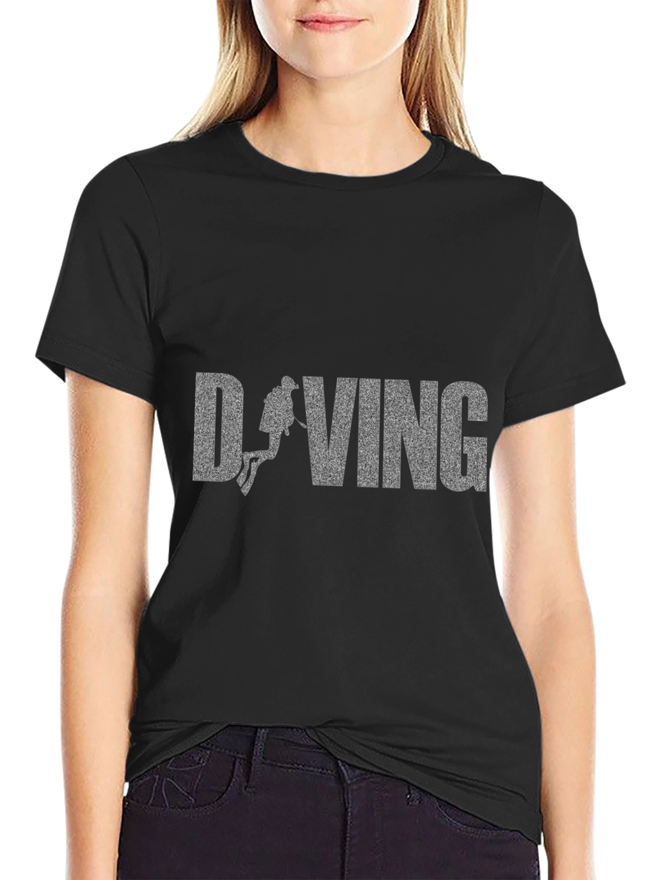 Diving Graphic T-Shirt - Black