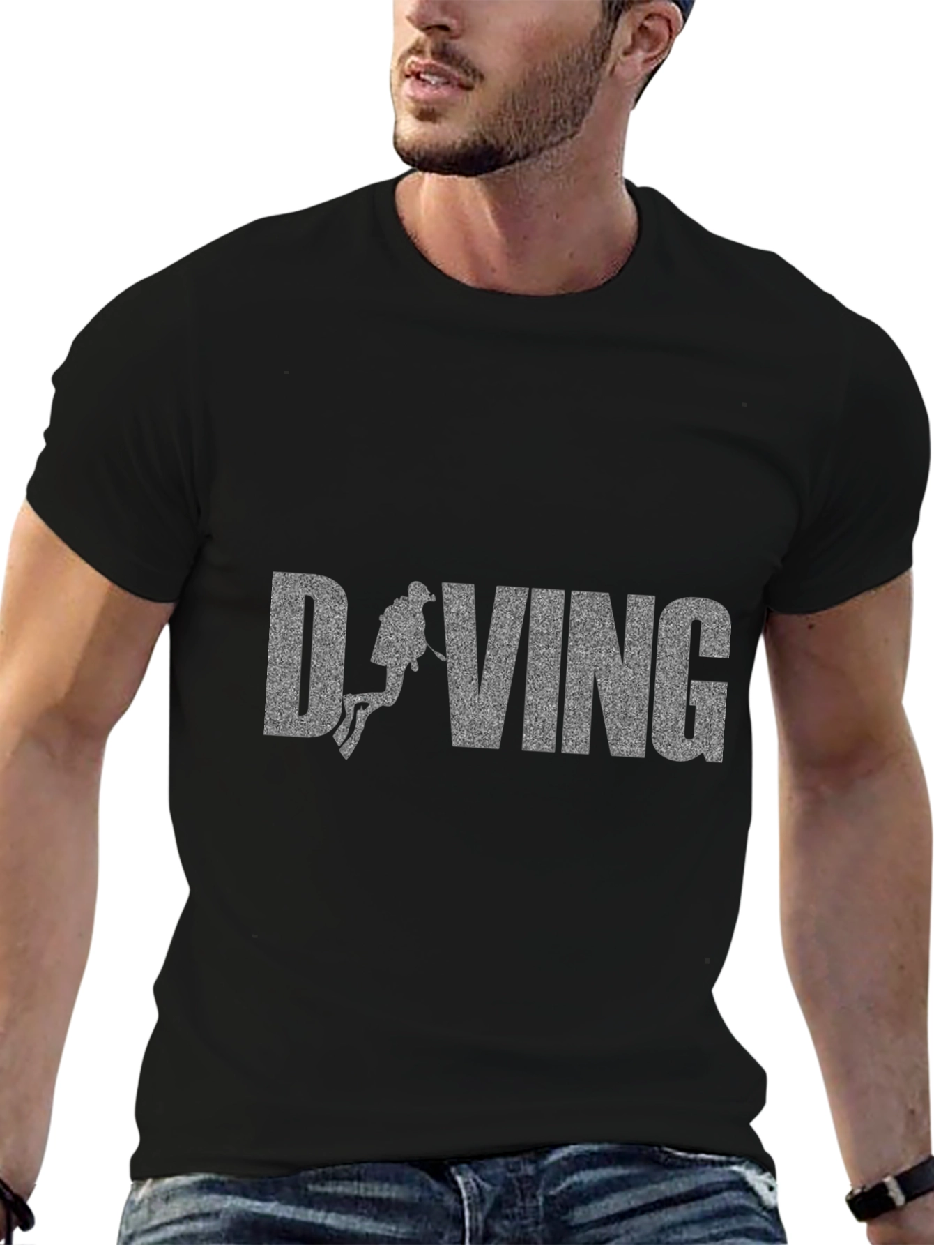 Diving Graphic T-Shirt - Black