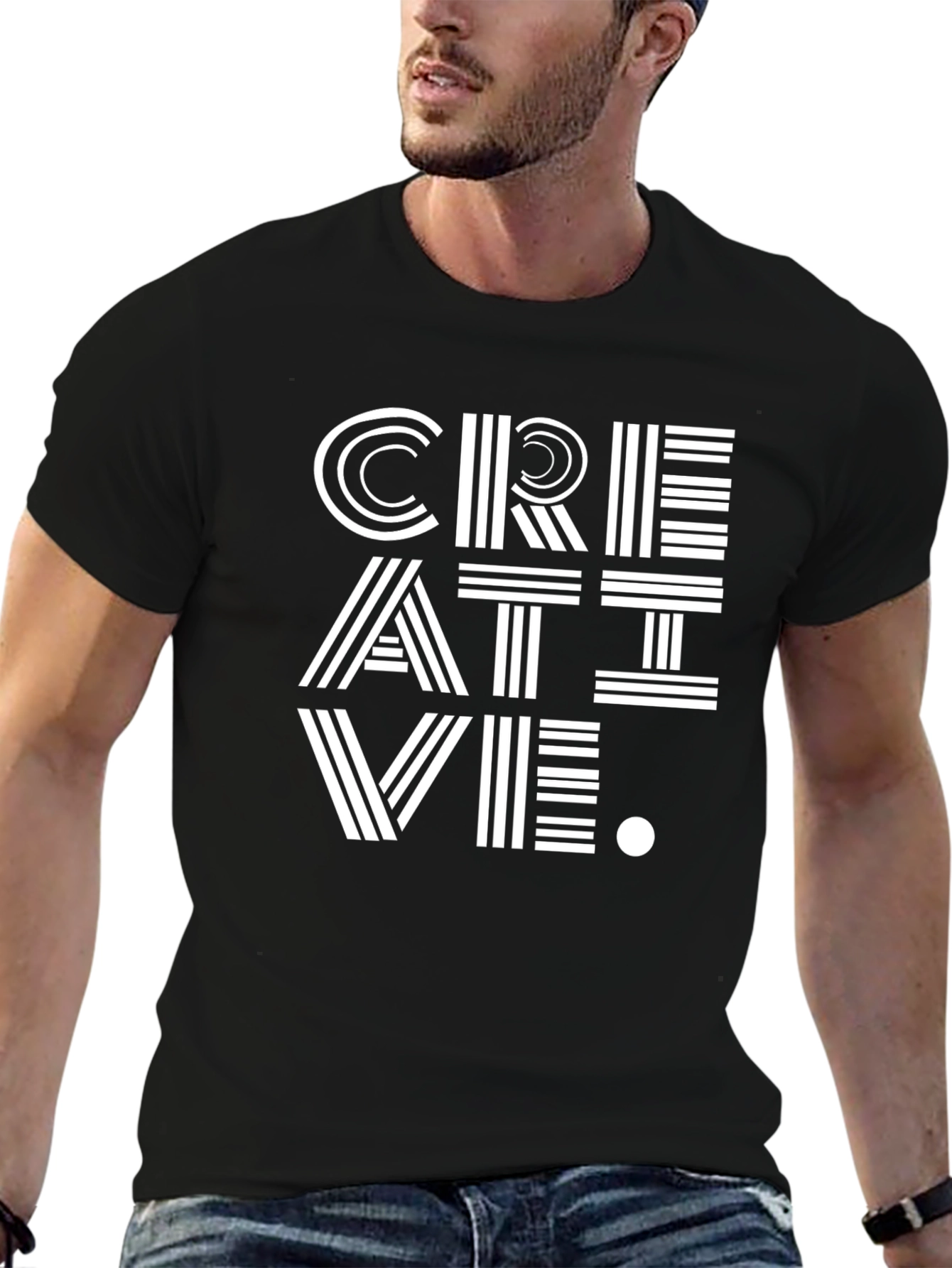 Creative Graphic Tee - Modern Black T-Shirt