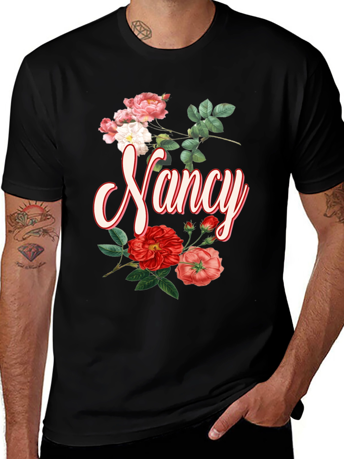 Floral Nancy T-Shirt - Personalized Custom Name Tee