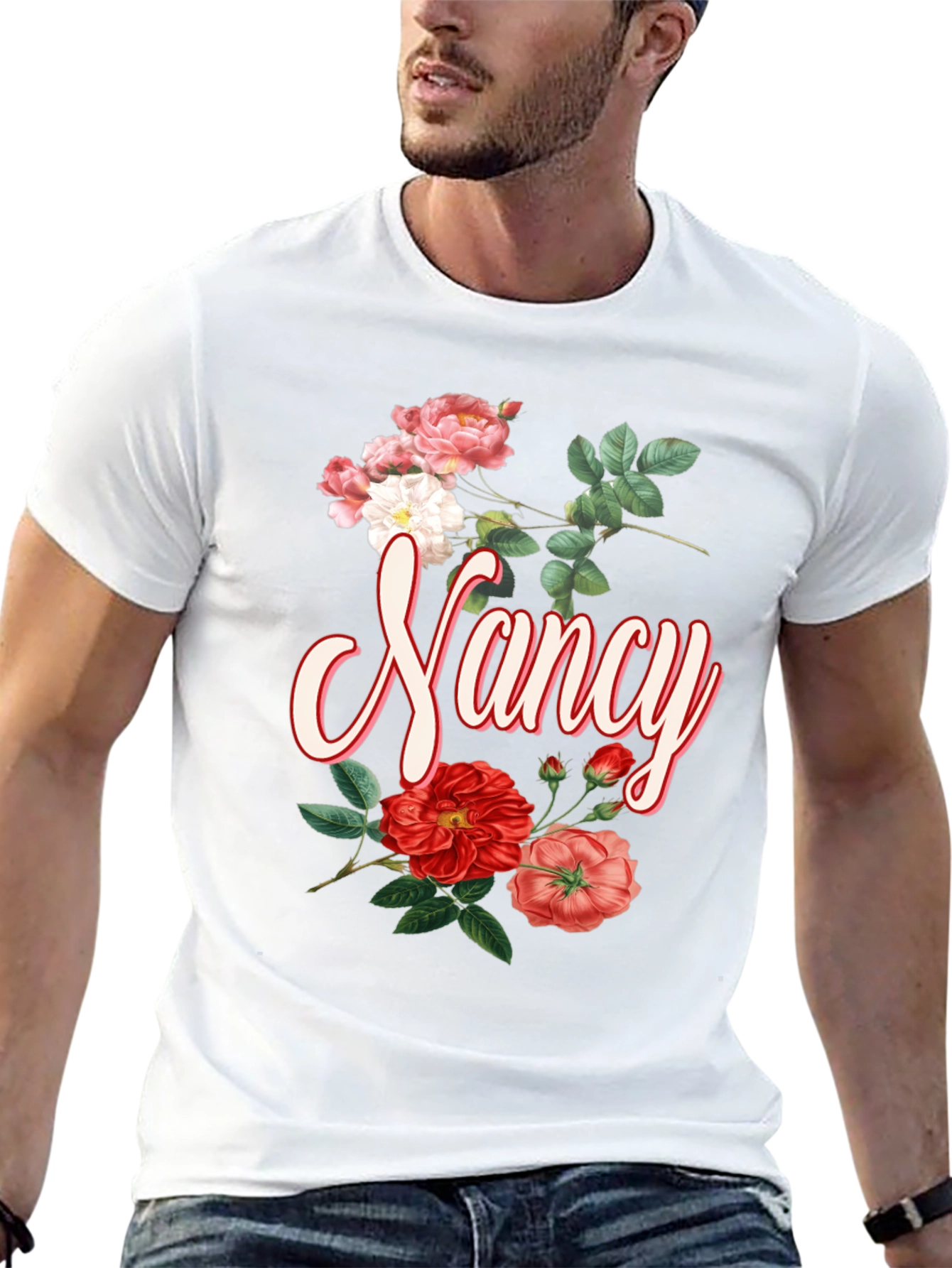 Floral Nancy T-Shirt - Personalized Custom Name Tee