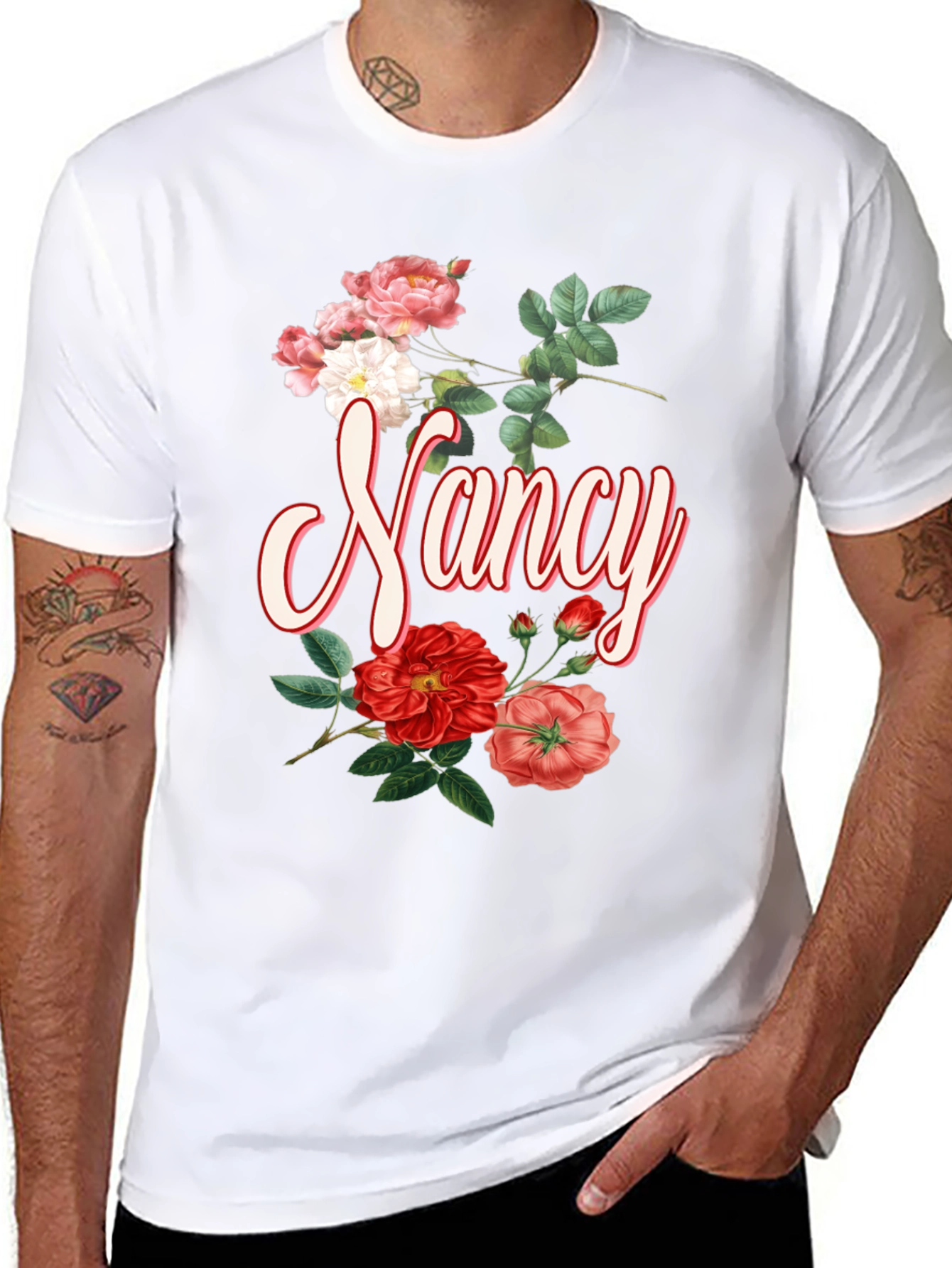 Floral Nancy T-Shirt - Personalized Custom Name Tee