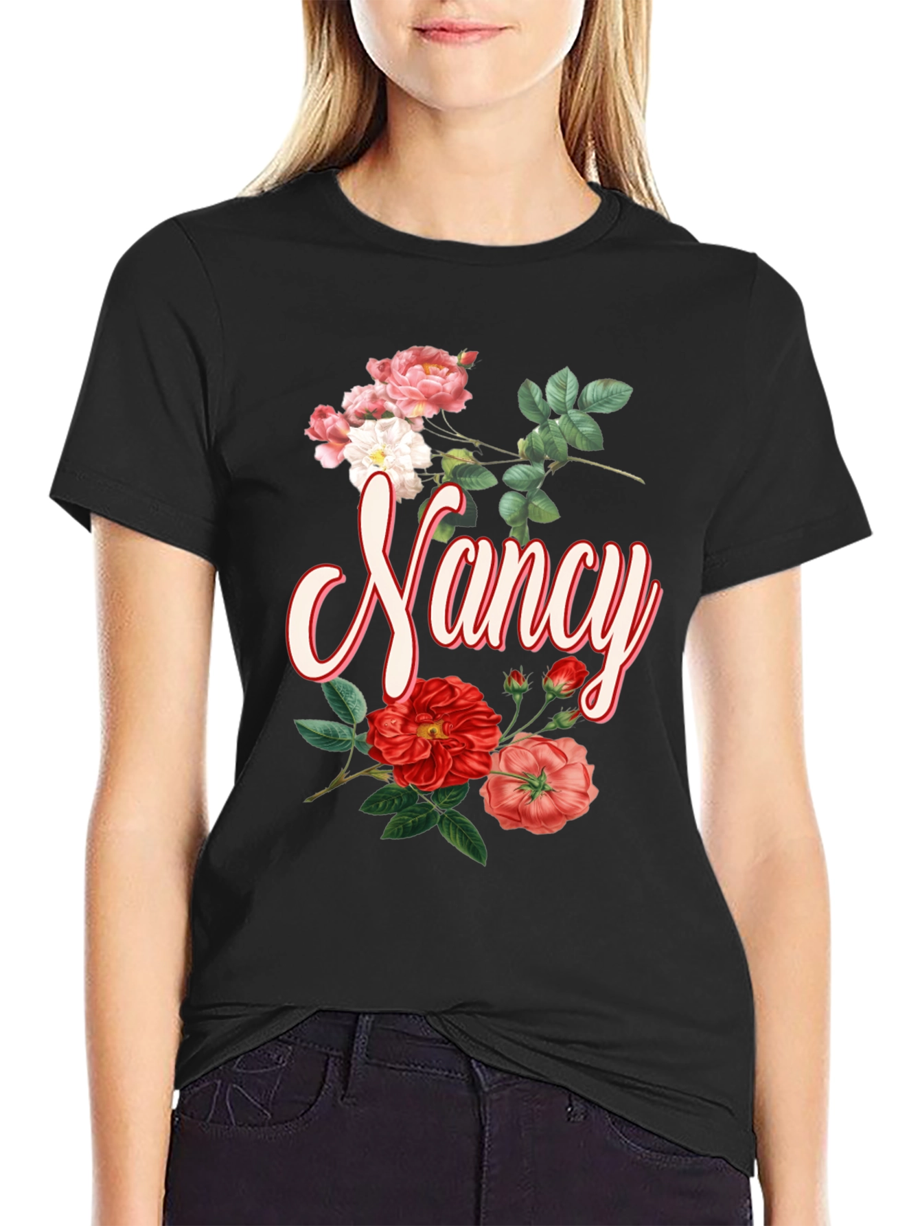 Floral Nancy T-Shirt - Personalized Custom Name Tee