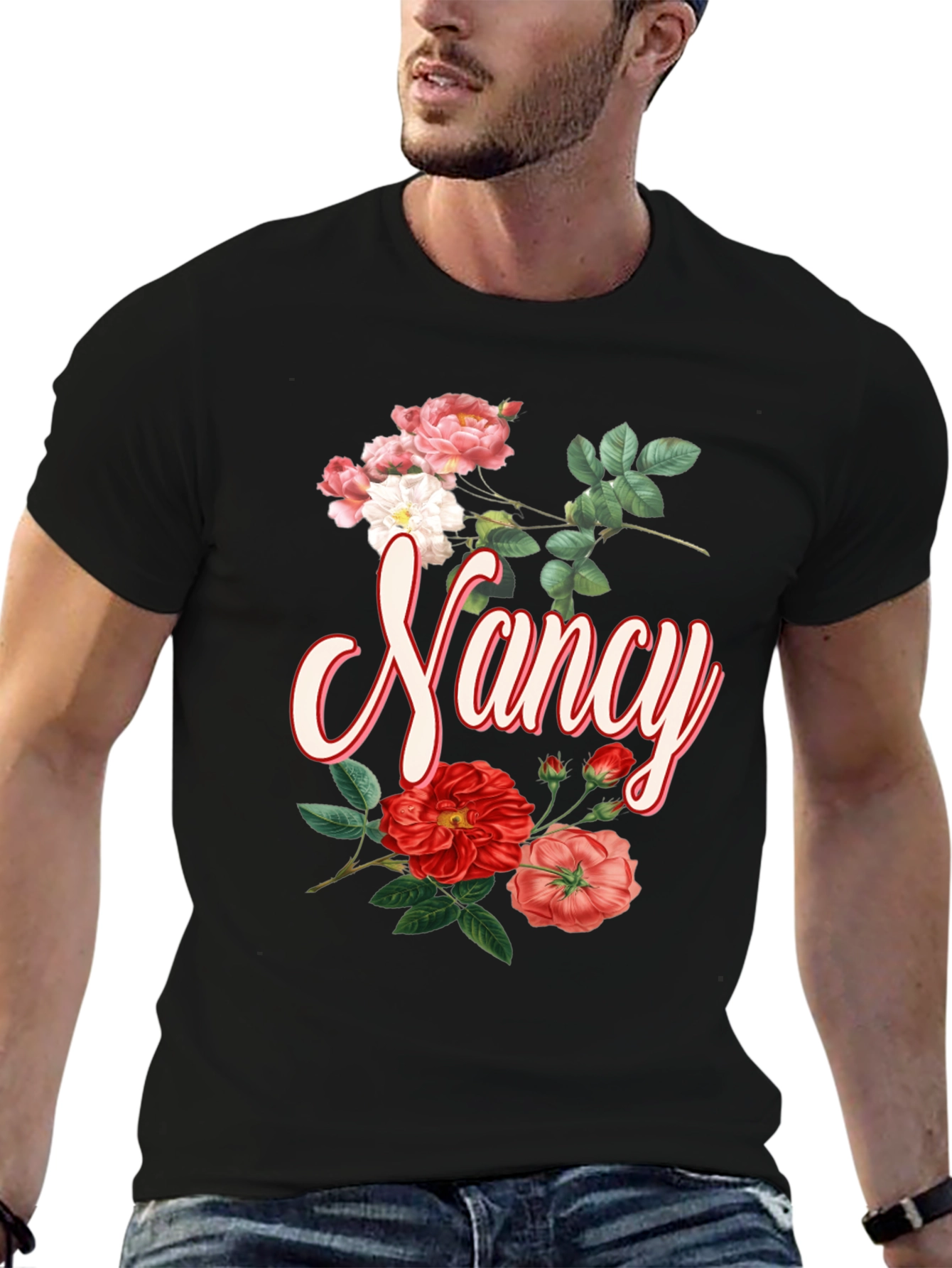 Floral Nancy T-Shirt - Personalized Custom Name Tee
