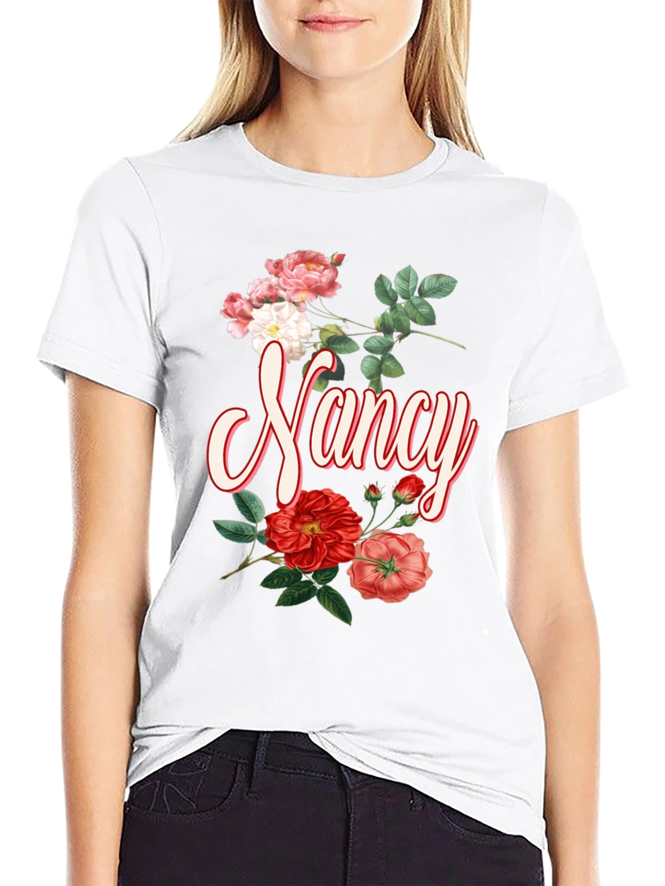 Floral Nancy T-Shirt - Personalized Custom Name Tee