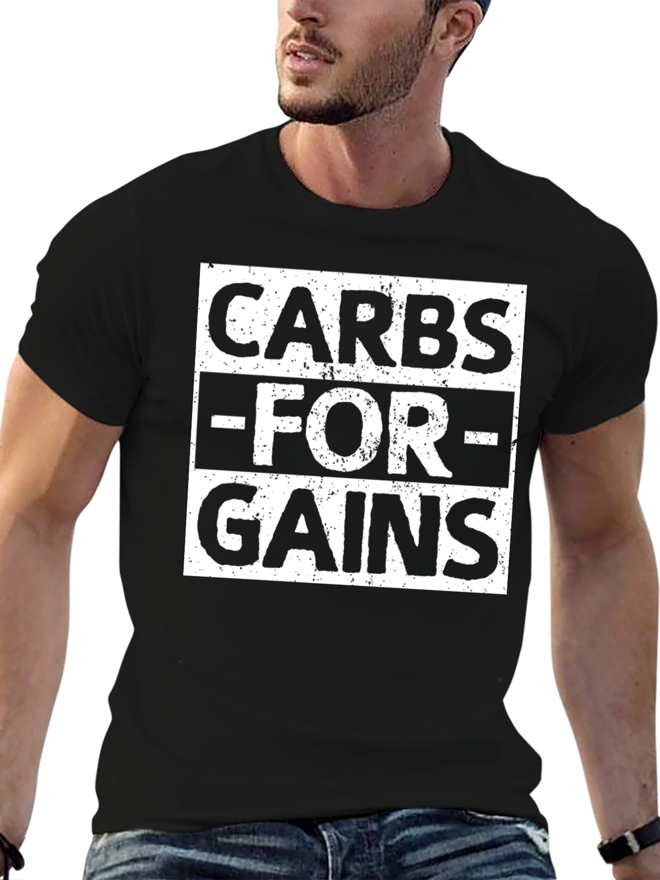 Carbs For Gains T-Shirt - Black Fitness Tee