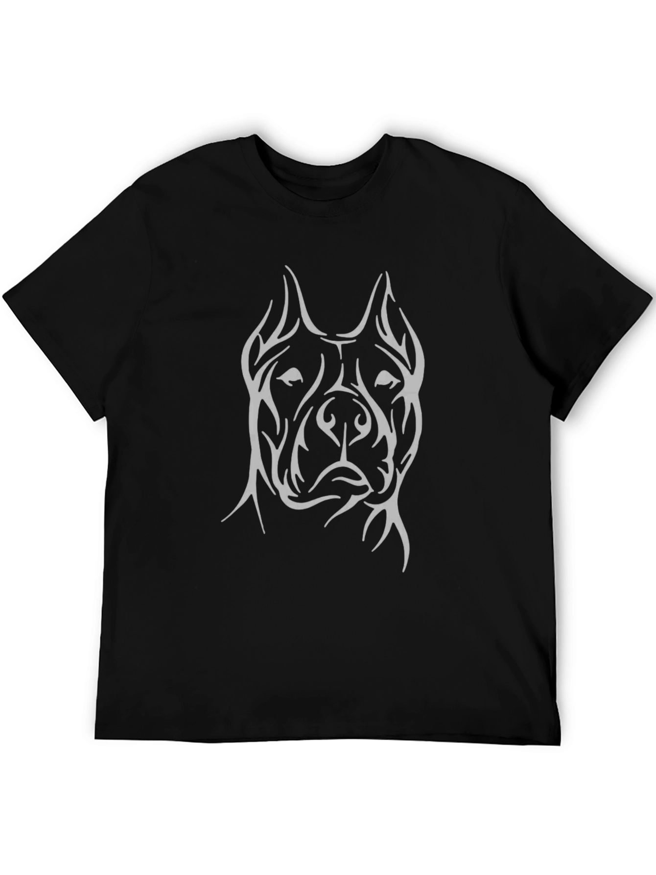 Pitbull Dog Tribal Graphic Tee - Black Cotton