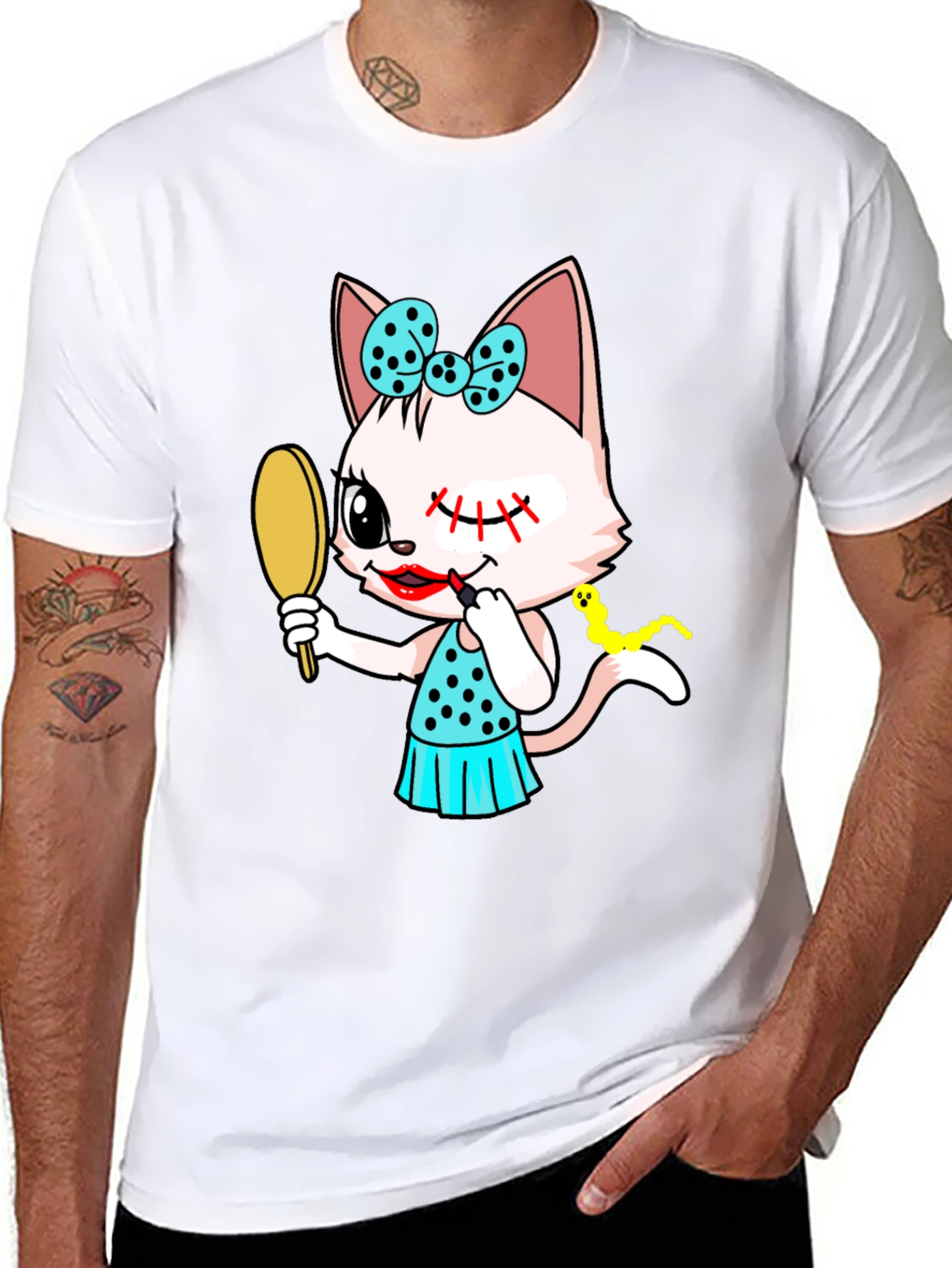 Cute Cat Makeup Artist Graphic Tee