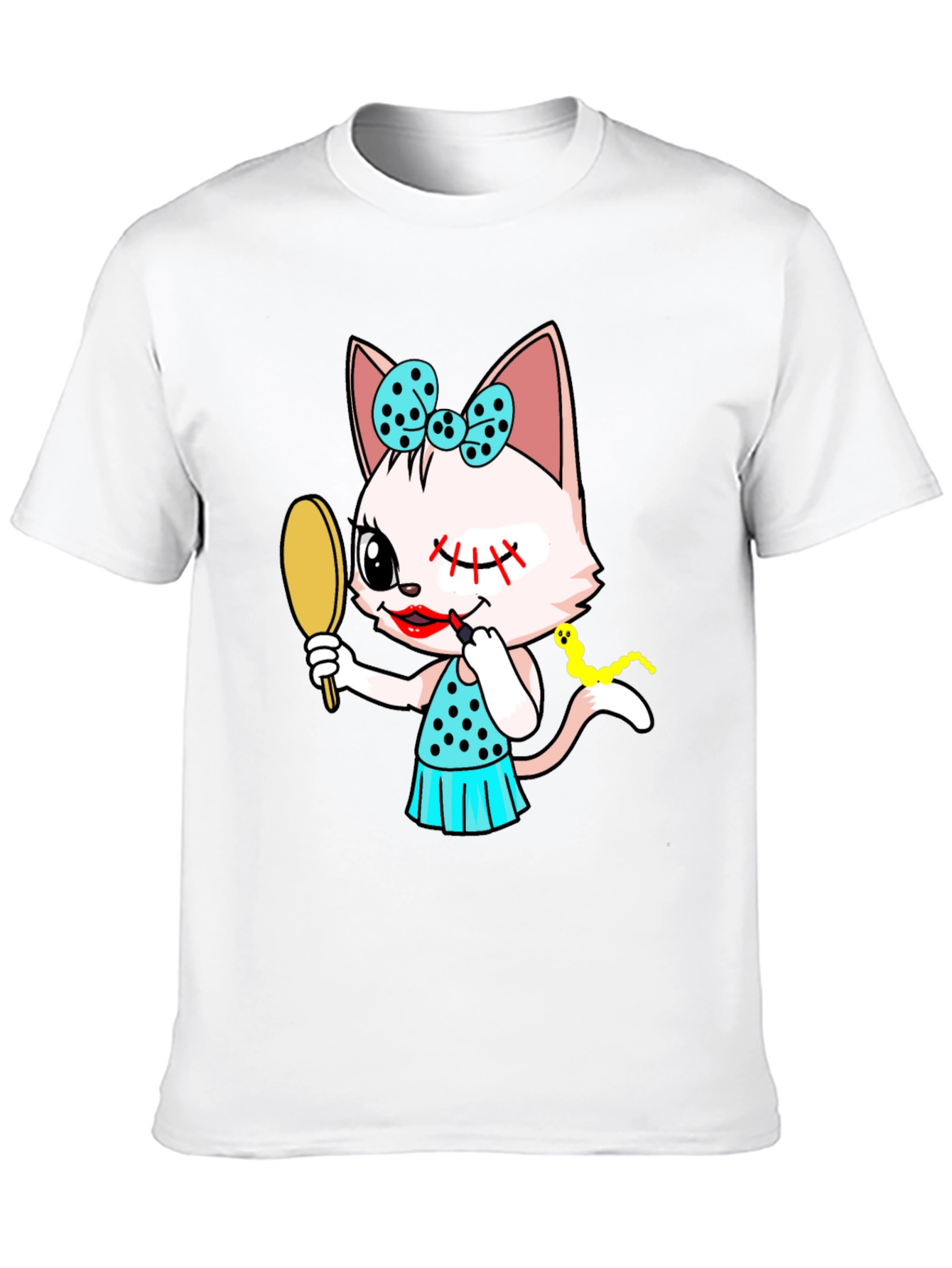 Cute Cat Makeup Artist Graphic Tee