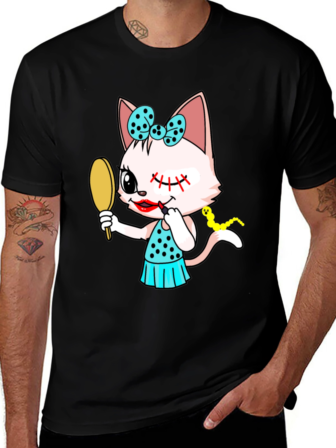 Cute Cat Makeup Artist Graphic Tee