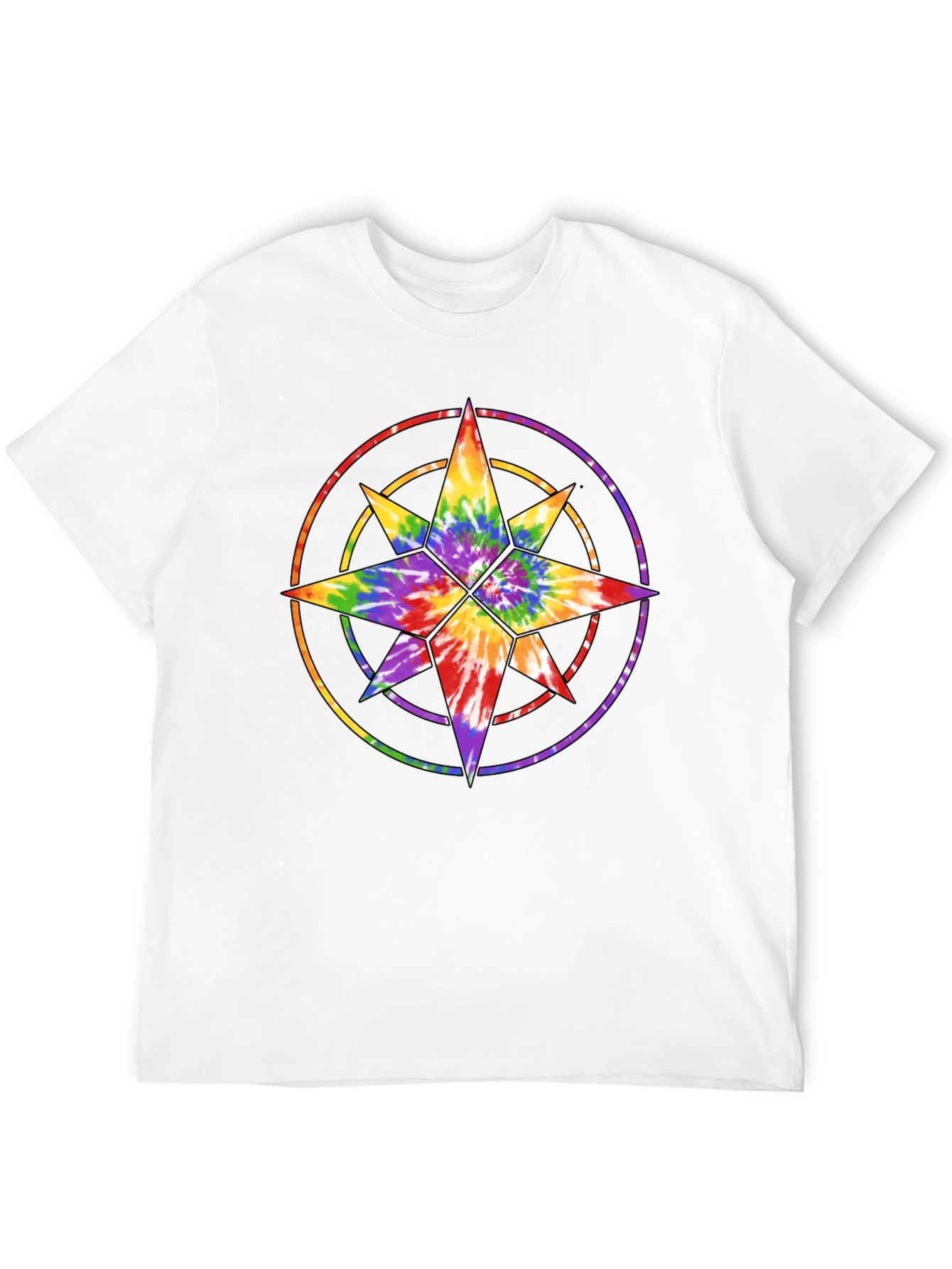 Tie Dye Star Compass Black T-Shirt