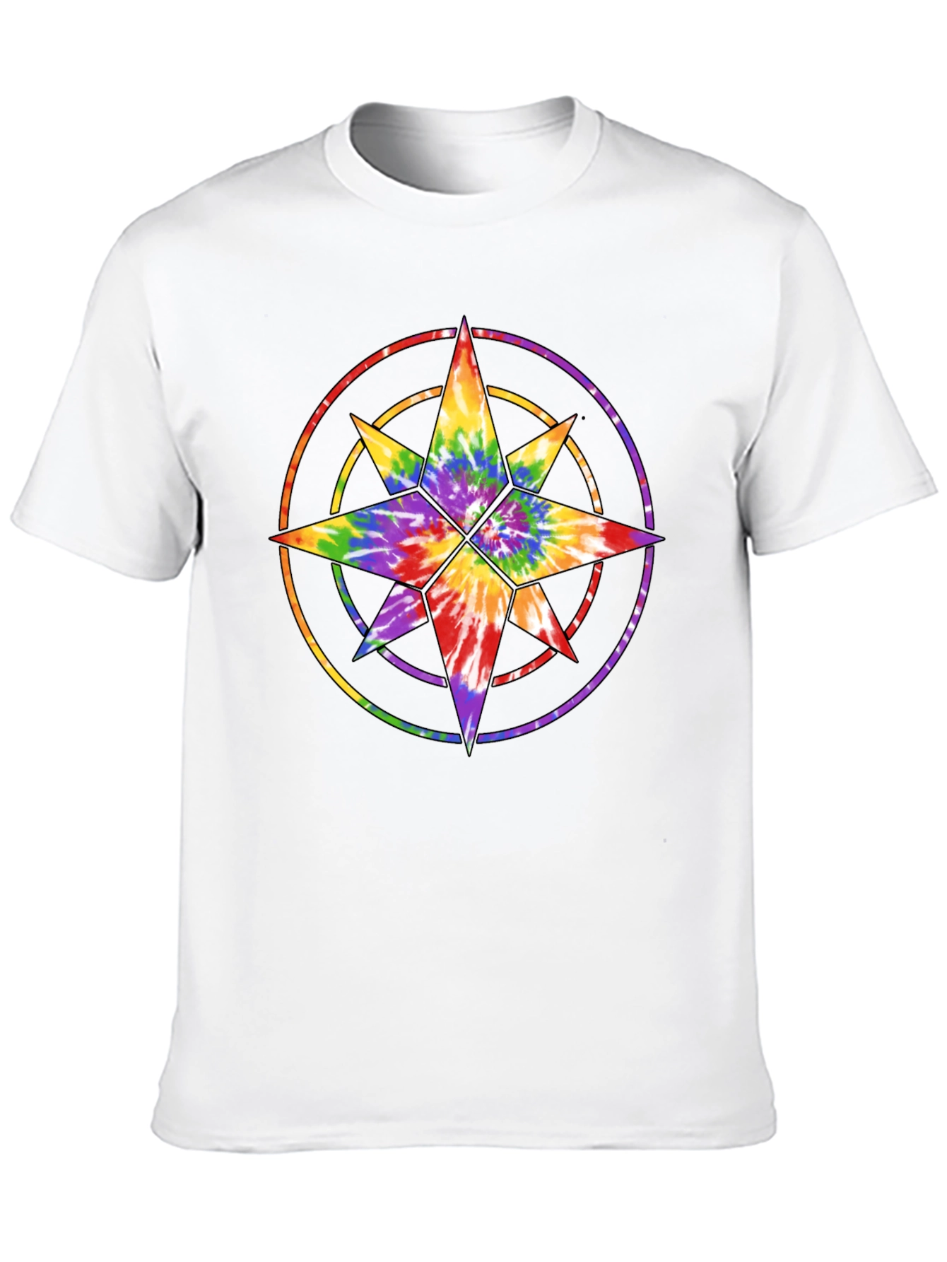 Tie Dye Star Compass Black T-Shirt
