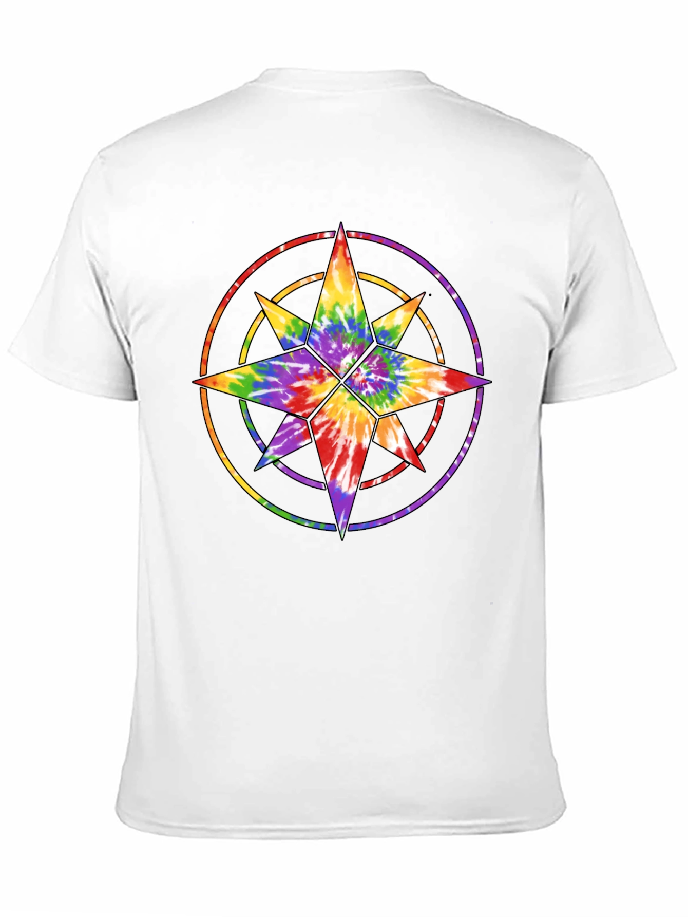 Tie Dye Star Compass Black T-Shirt