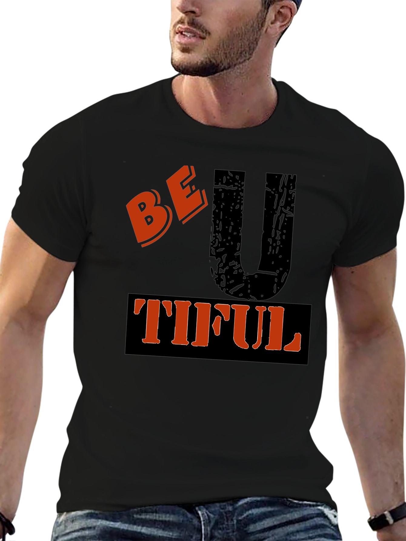 Be U Tiful Graphic Tee - Black Casual T-Shirt