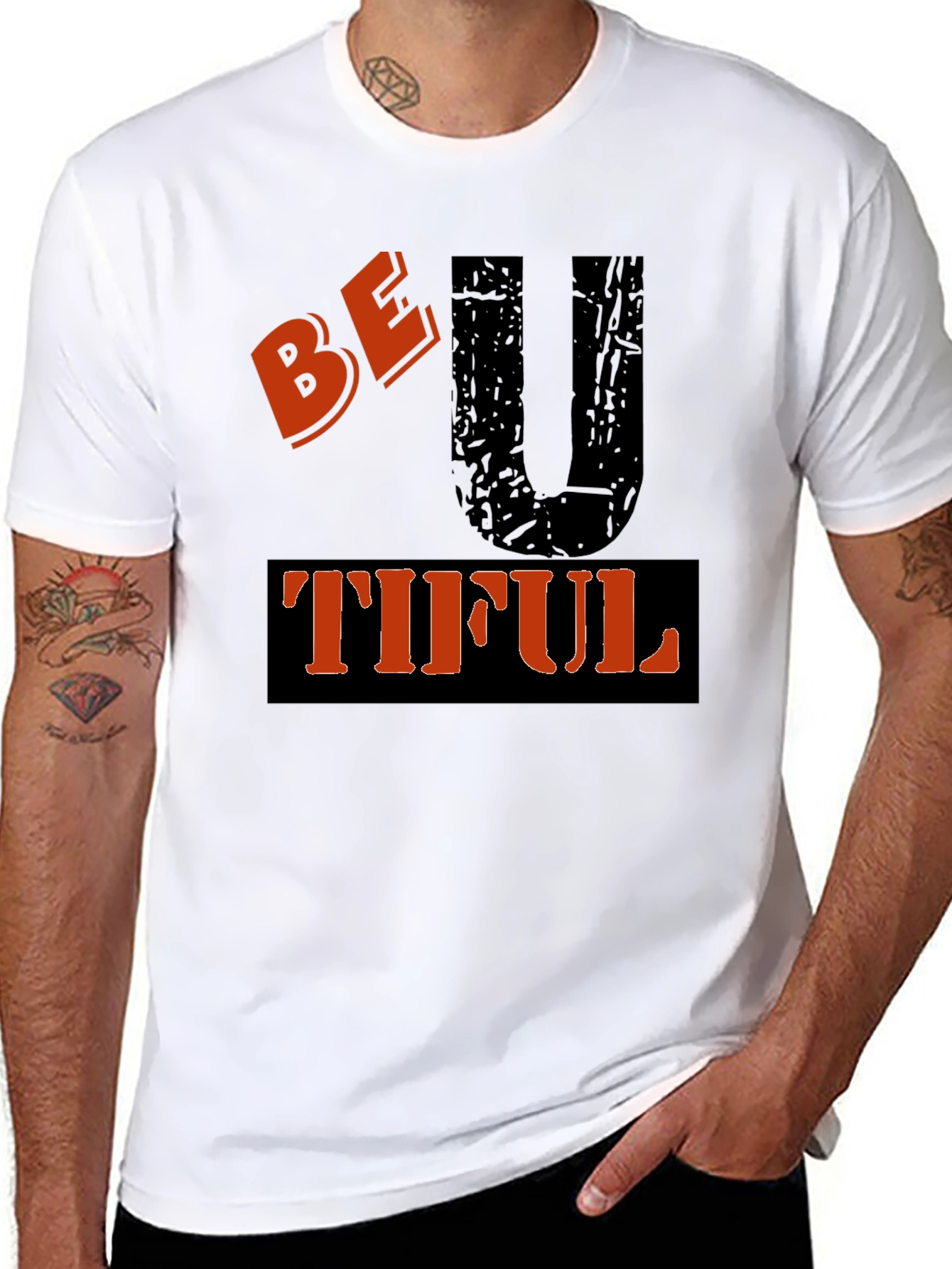 Be U Tiful Graphic Tee - Black Casual T-Shirt